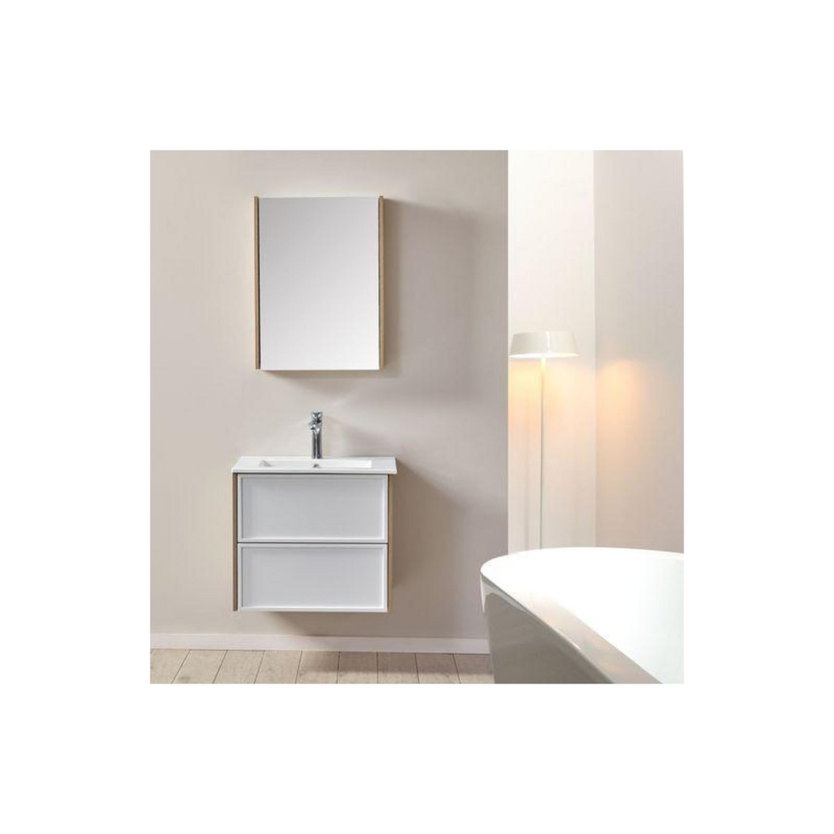 WILSA Ensemble de salle de bain blanc et bois 60 cm