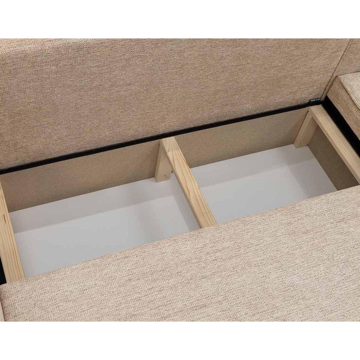 BEST MOBILIER Cezanne - canapé panoramique en u 7 places convertible avec coffre en tissu texturé