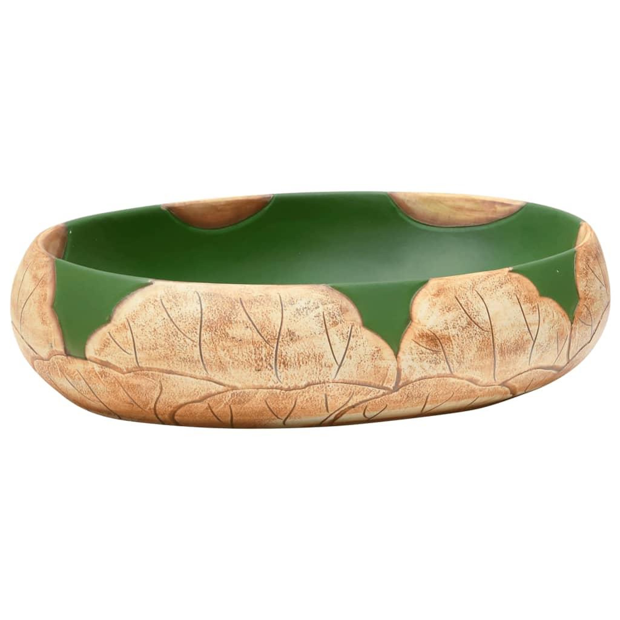 Voir la diapositive 2 : VIDAXL Vasque a poser vert et marron ovale 59x40x15 cm ceramique