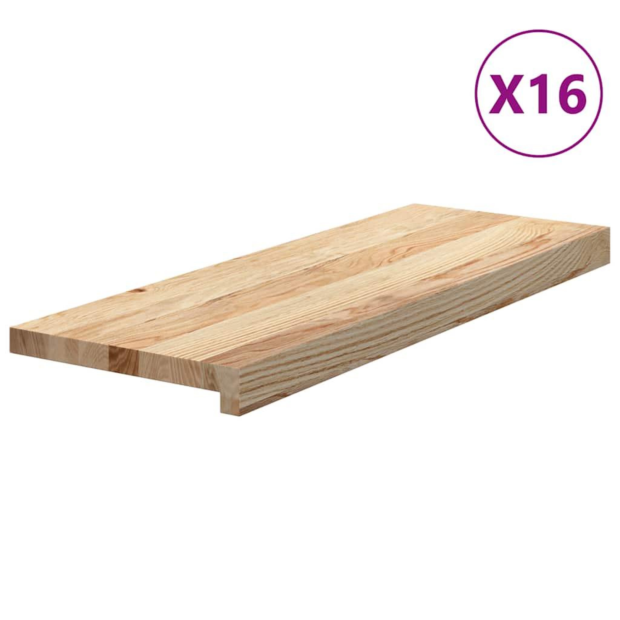 Voir la diapositive 2 : VIDAXL Marches d'escalier 16 pcs non traite bois de chene massif