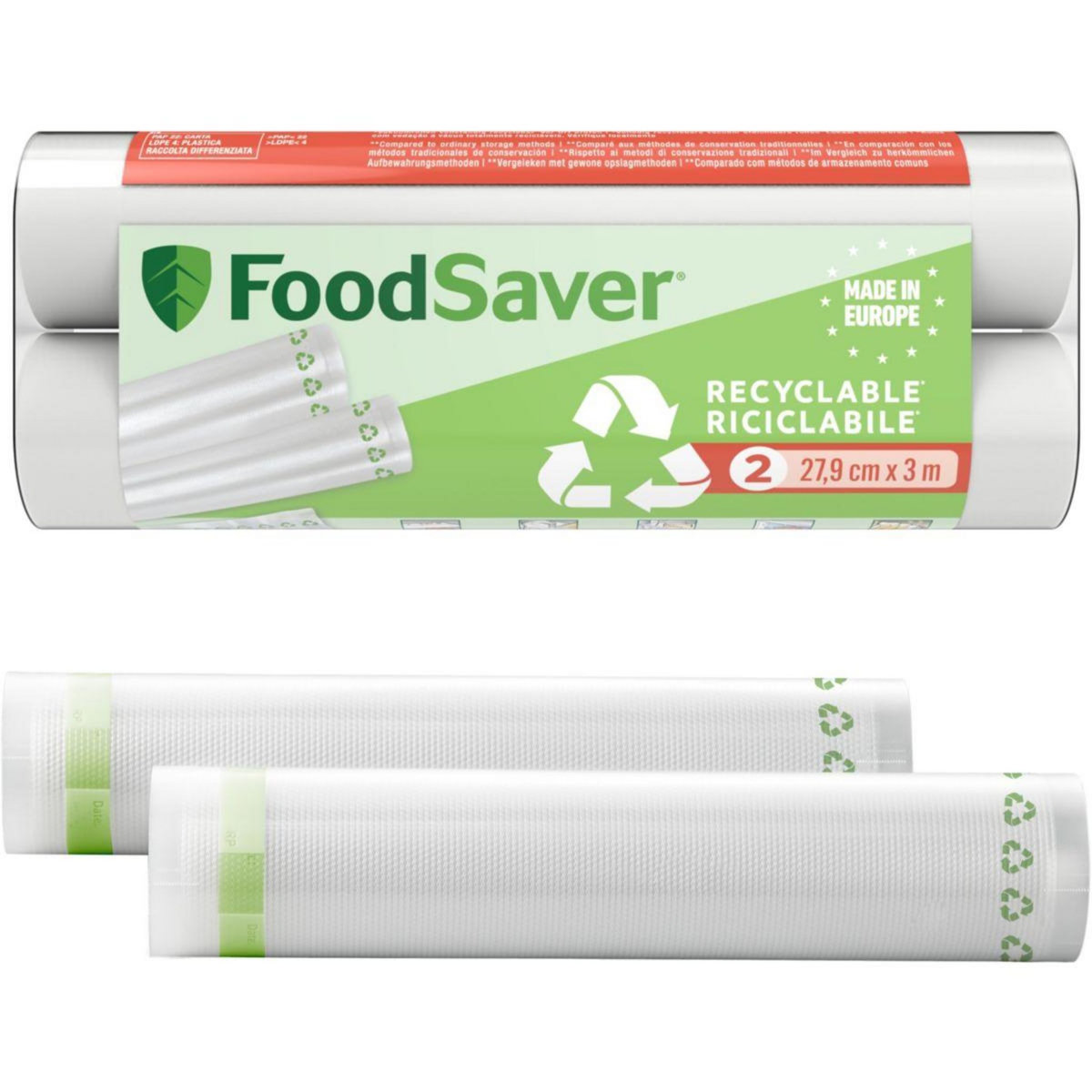 FOODSAVER Sac sous vide FSRE2802X01 2 rouleaux 28cm X 3m