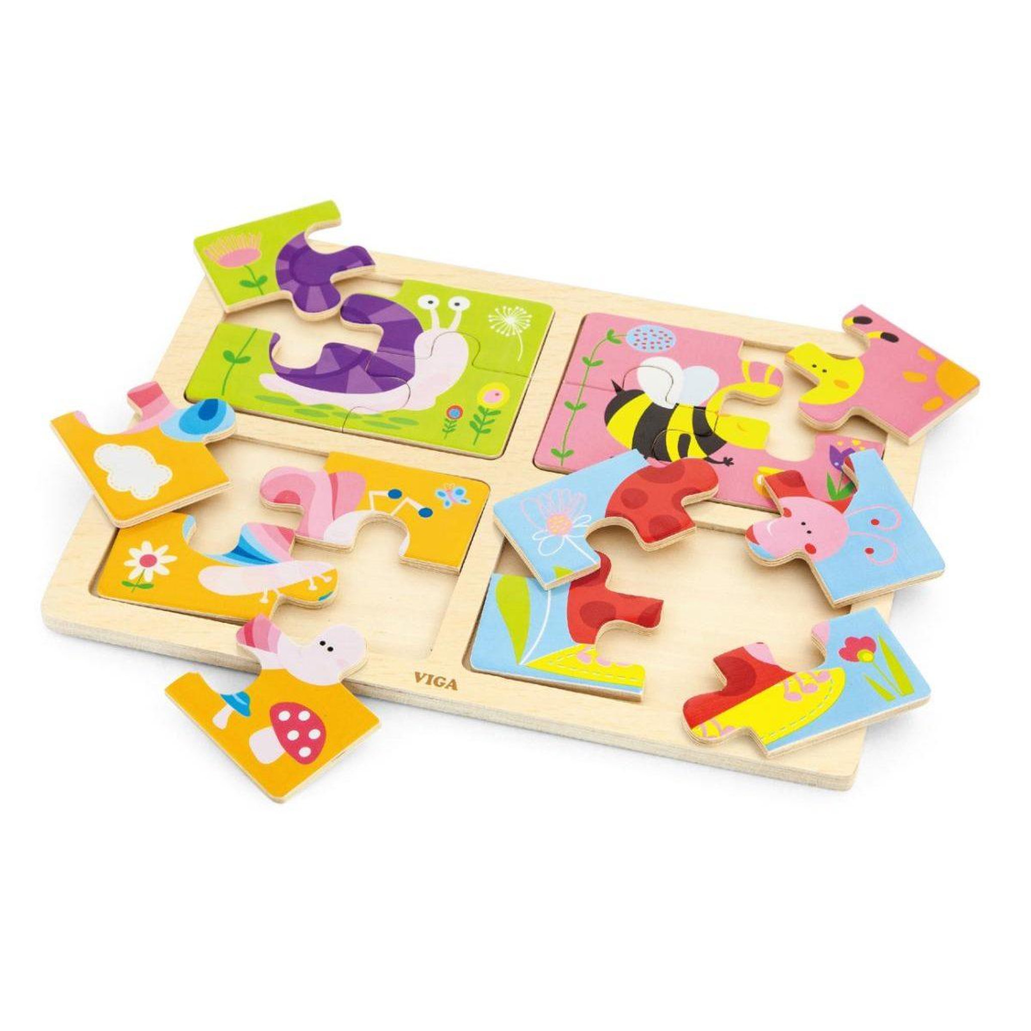 Voir la diapositive 2 : VIGA Puzzle 4-en-1  50189 - insectes