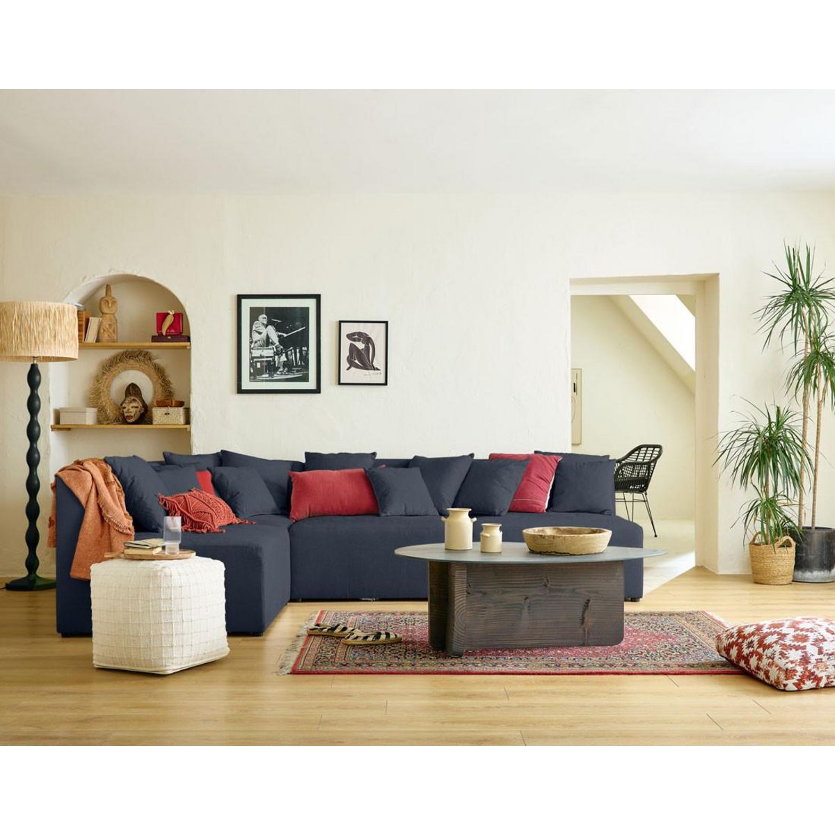 LISA DESIGN Amalfi - canapé modulable d'angle réversible - 4 places - en tissu