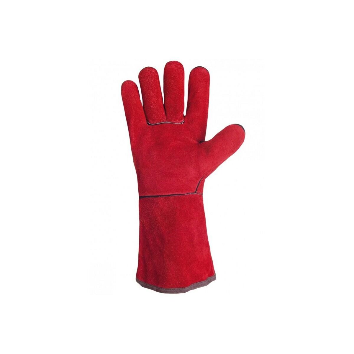 Proweltek Gants Anti Chaleur Taille10 Rouge - Gants en Cuir Croute de Bovin Manchette 15cm Protection thermique pour soudure, métallurgie