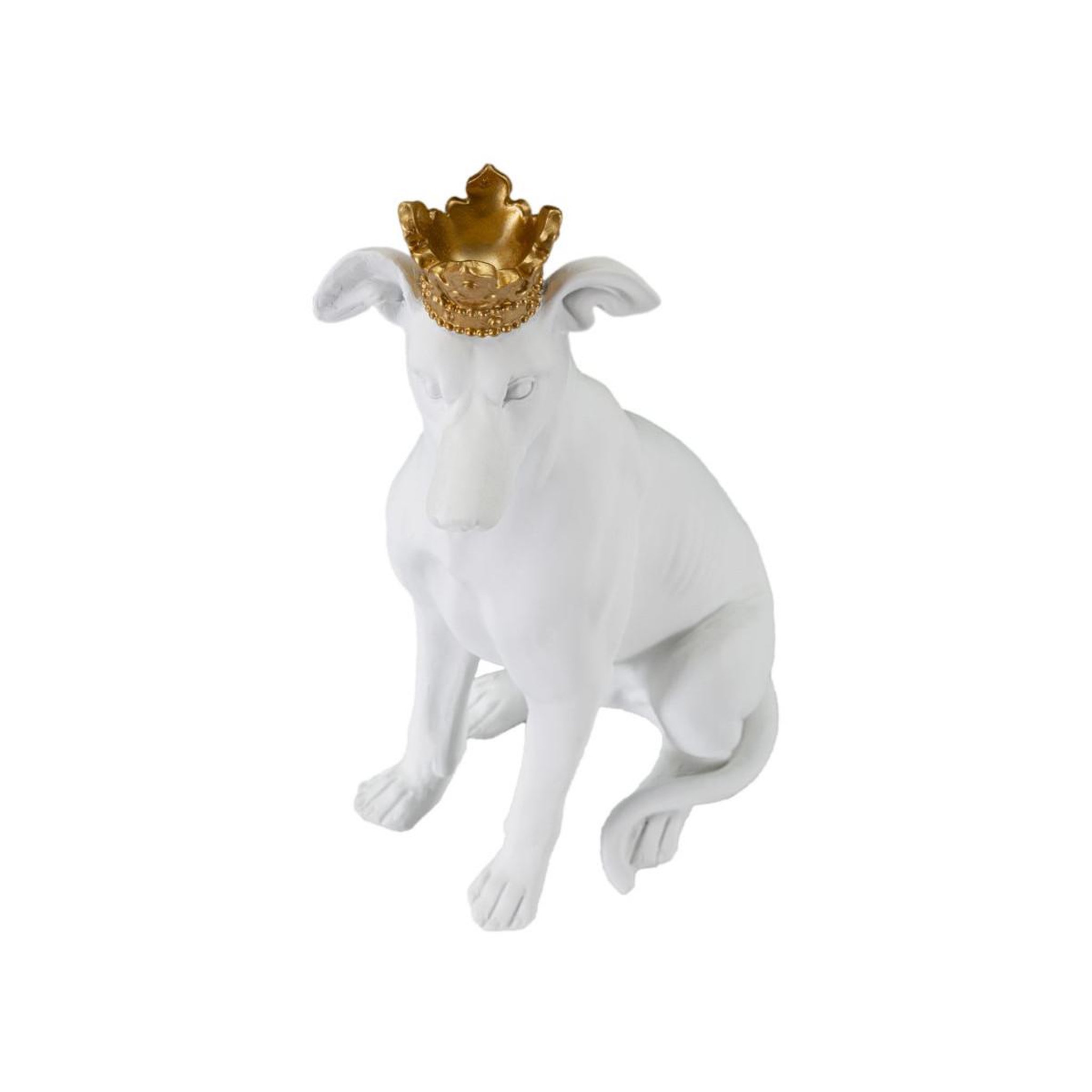 Voir la diapositive 4 : Paris Prix Statuette déco chien  couronne  33cm blanc
