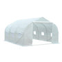 Voir la diapositive 1 : OUTSUNNY Serre tunnel de jardin dim. 4,45L x 2,99l x 2H m porte + 6 fenêtres enroulables acier galvanisé bâche PE haute densité blanc
