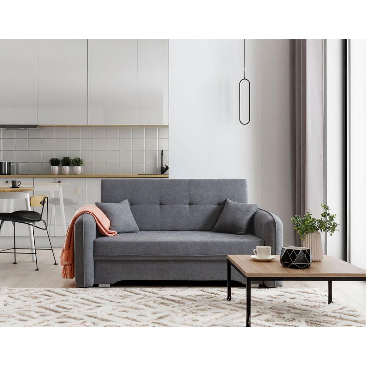 BEST MOBILIER Michelle - canapé droit 3 places convertible avec coffre en velours