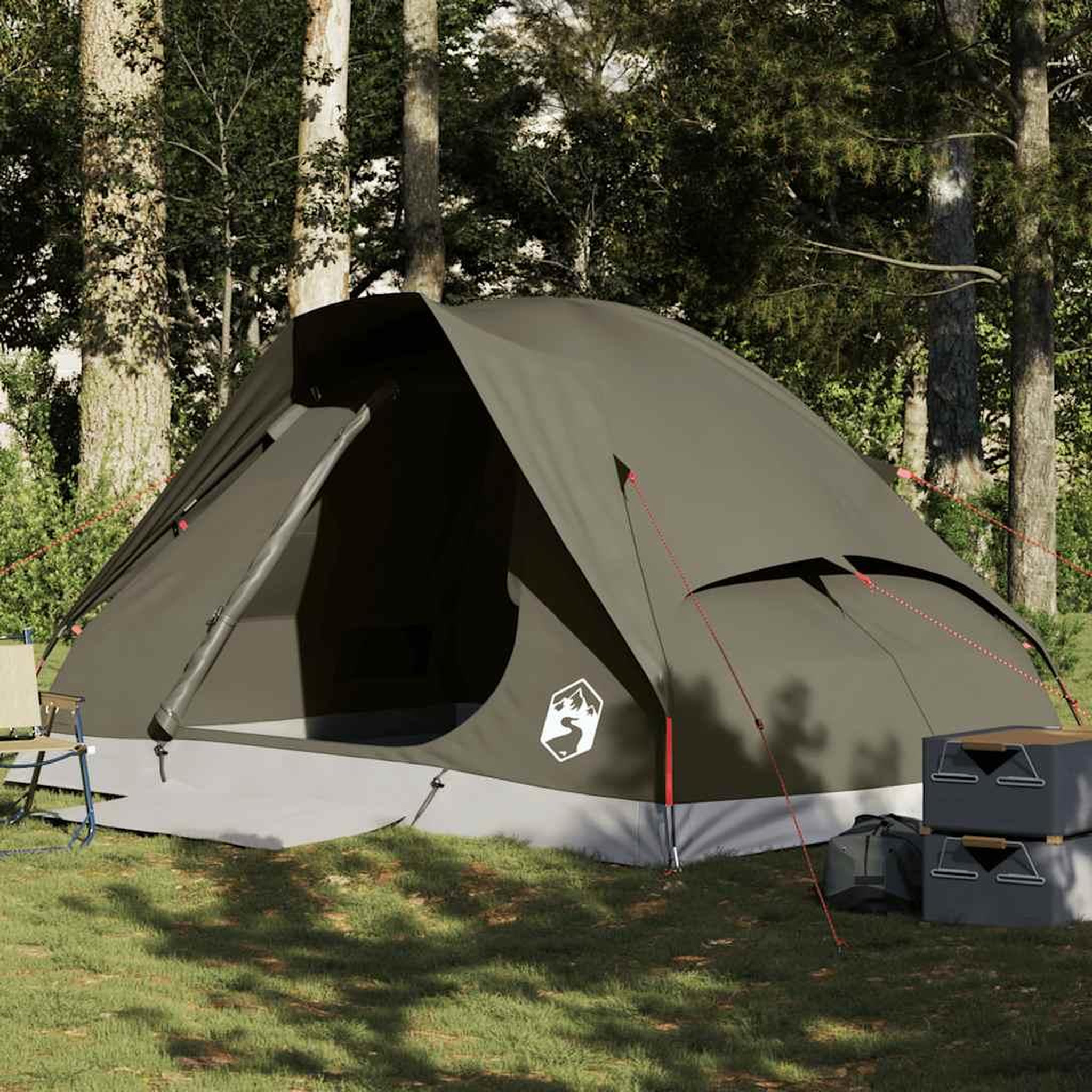 VIDAXL Tente de camping a dome 4 personnes marron impermeable