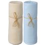Voir la diapositive 1 : PTIT BASILE Lot x2 draps housse jersey extensible coton Bio écru/bleu