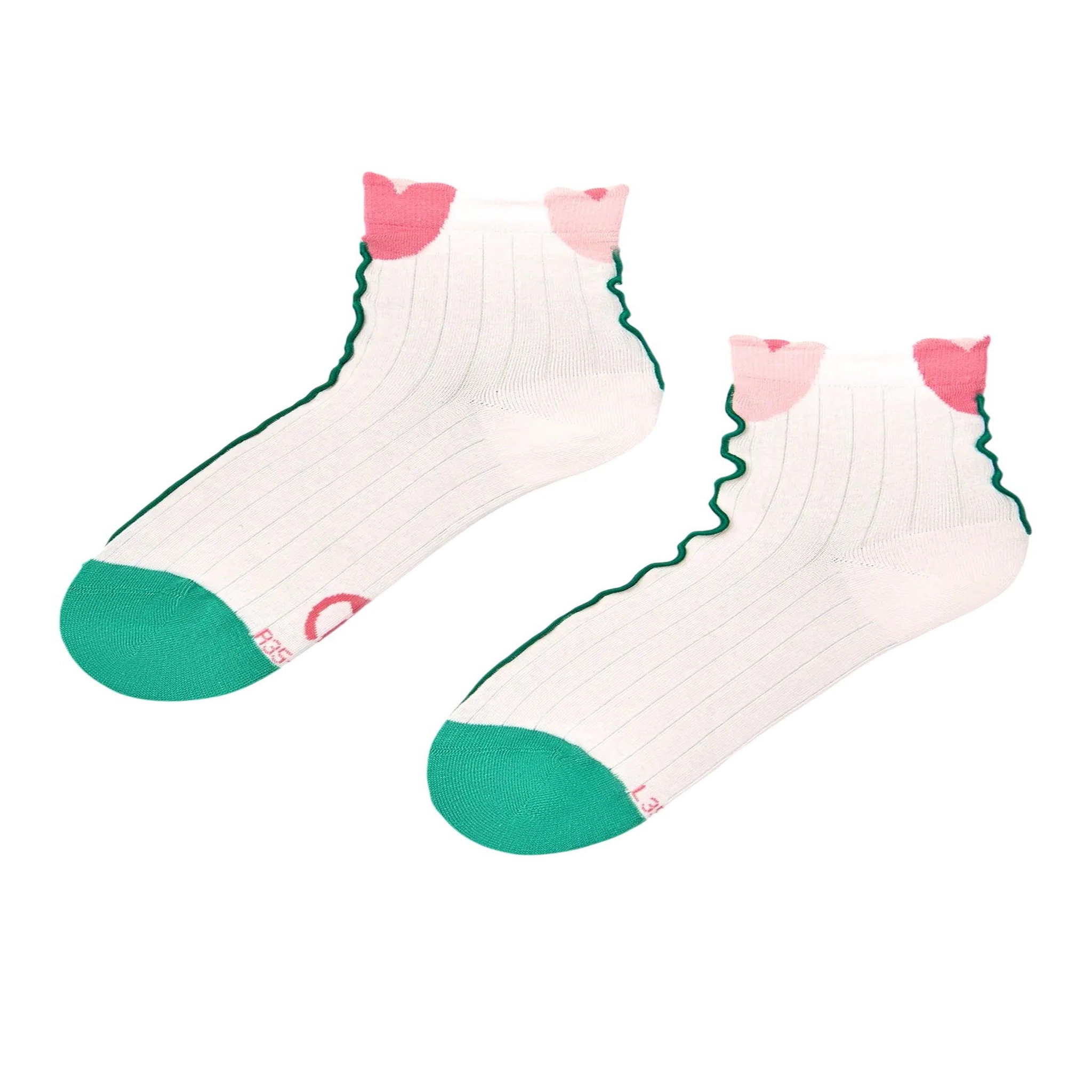 DEDOLES Chaussettes courtes cutecore tulipes. Coloris disponibles : Blanc