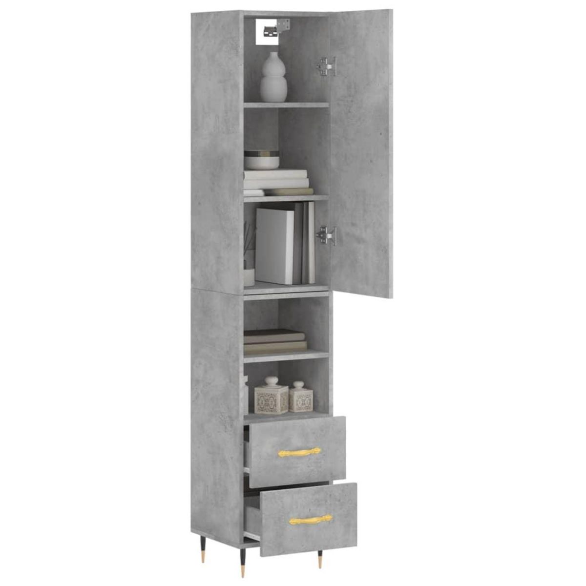 VIDAXL Buffet haut Gris beton 34,5x34x180 cm Bois d'ingenierie
