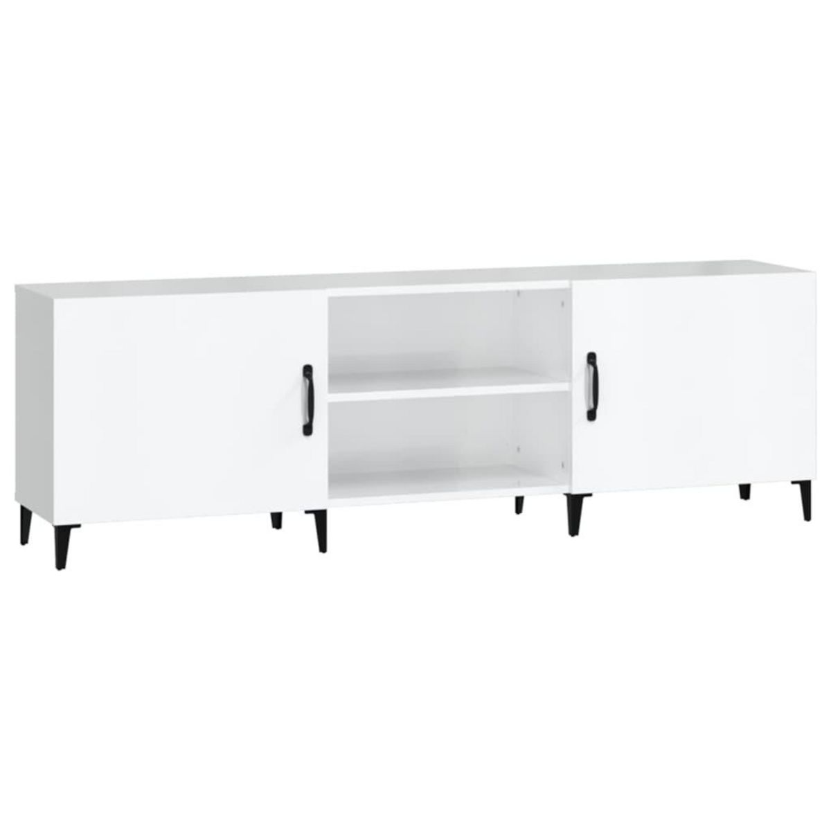 VIDAXL Meuble TV blanc brillant 150x30x50 cm bois d'ingenierie