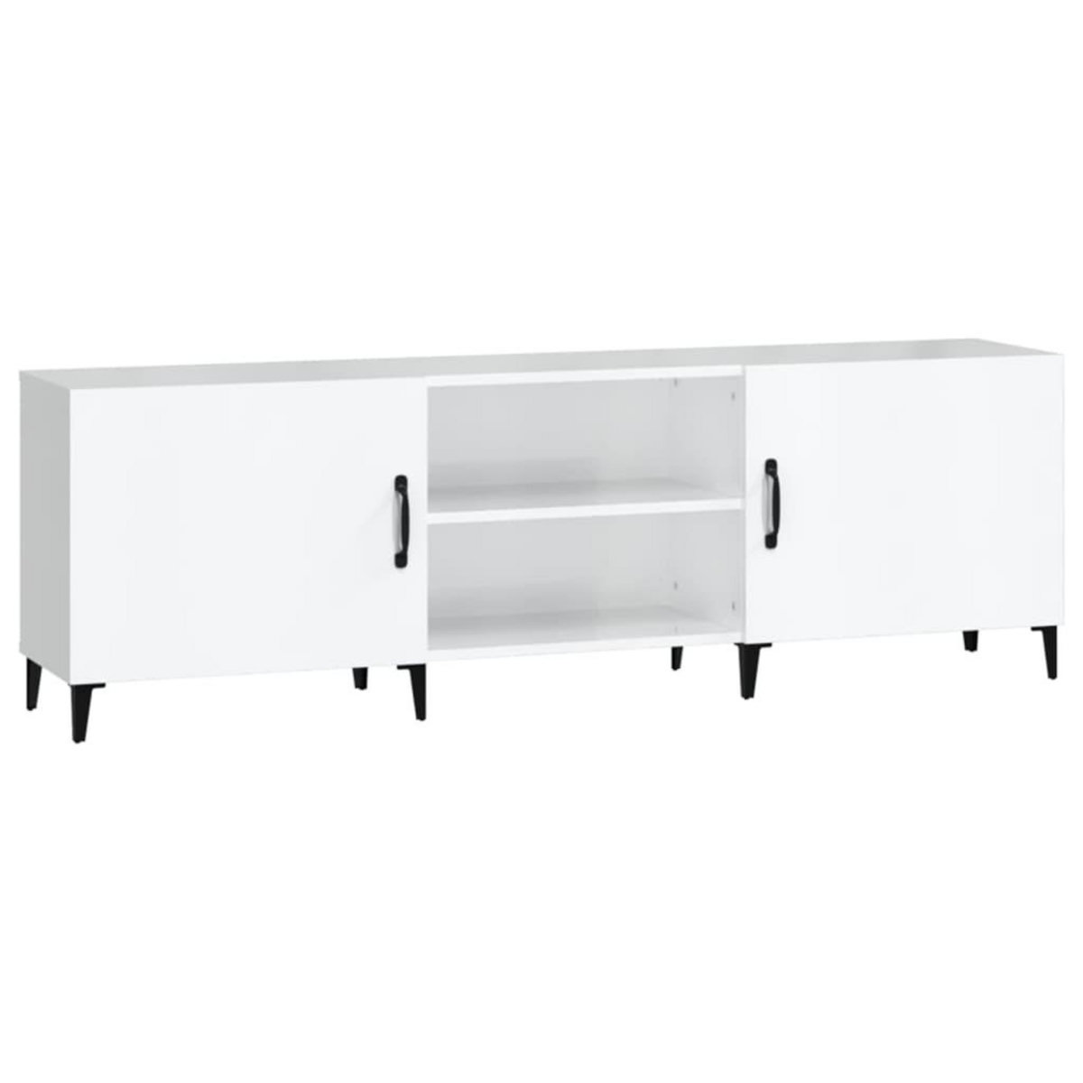 VIDAXL Meuble TV blanc brillant 150x30x50 cm bois d'ingenierie