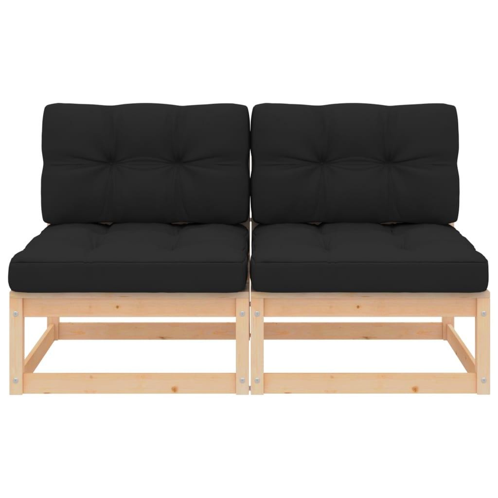 Voir la diapositive 2 : VIDAXL Canapes centraux de jardin coussins 2 pcs Bois de pin massif