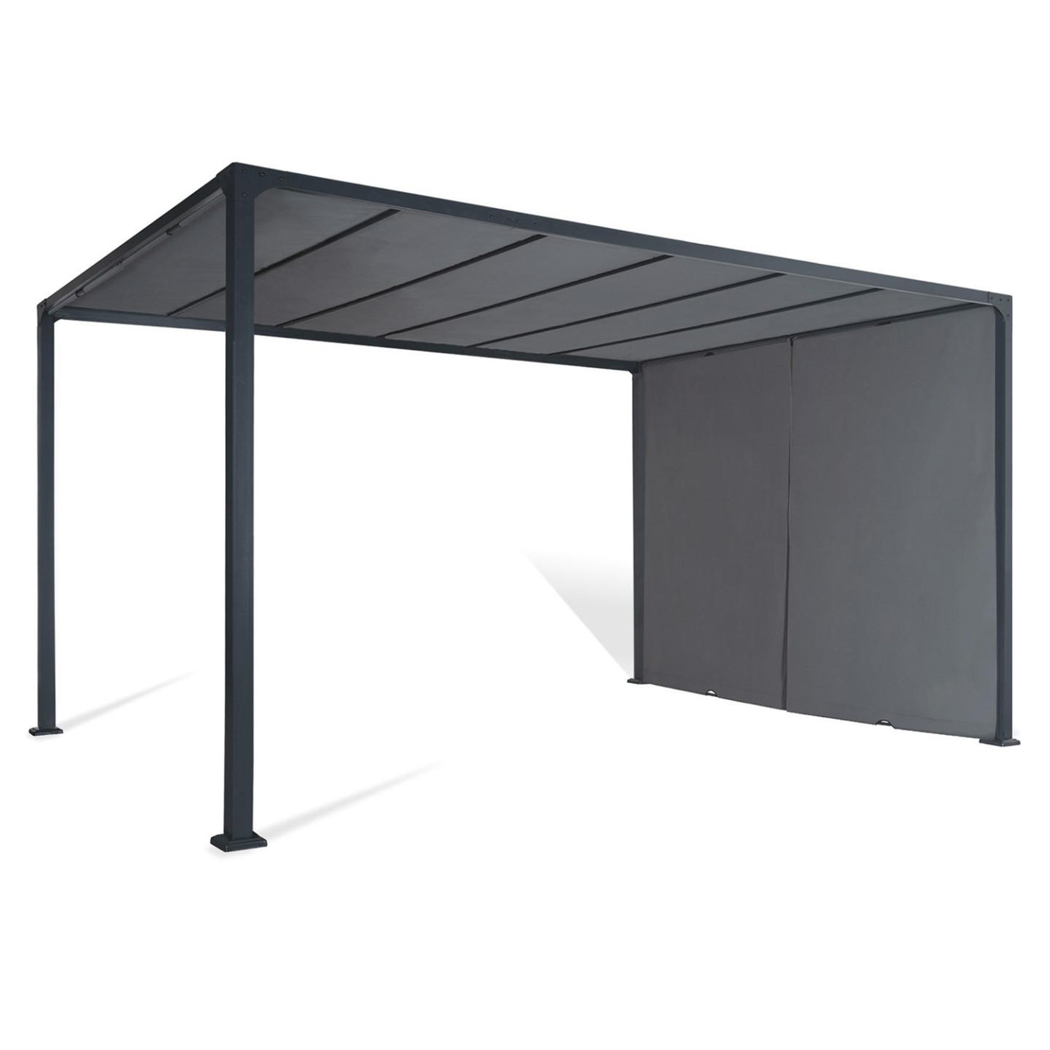 Voir la diapositive 4 : ID MARKET Pergola coulissante 2 pans 3x4 m belvédère de jardin toile gris anthracite