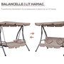 Voir la diapositive 6 : OUTSUNNY Balancelle de jardin convertible 3 places grand confort inclinaison toit réglable matelas fourni 2L x 1,25l x 1,7H m métal polyester noir et beige