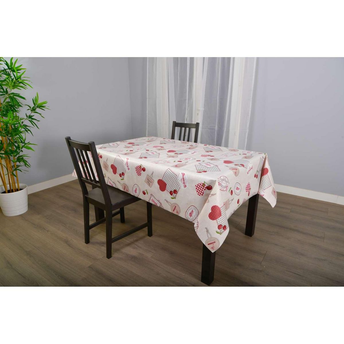 HABITABLE Nappe en toile cirée rectangulaire Campagne - 140 x 200 cm - Beige