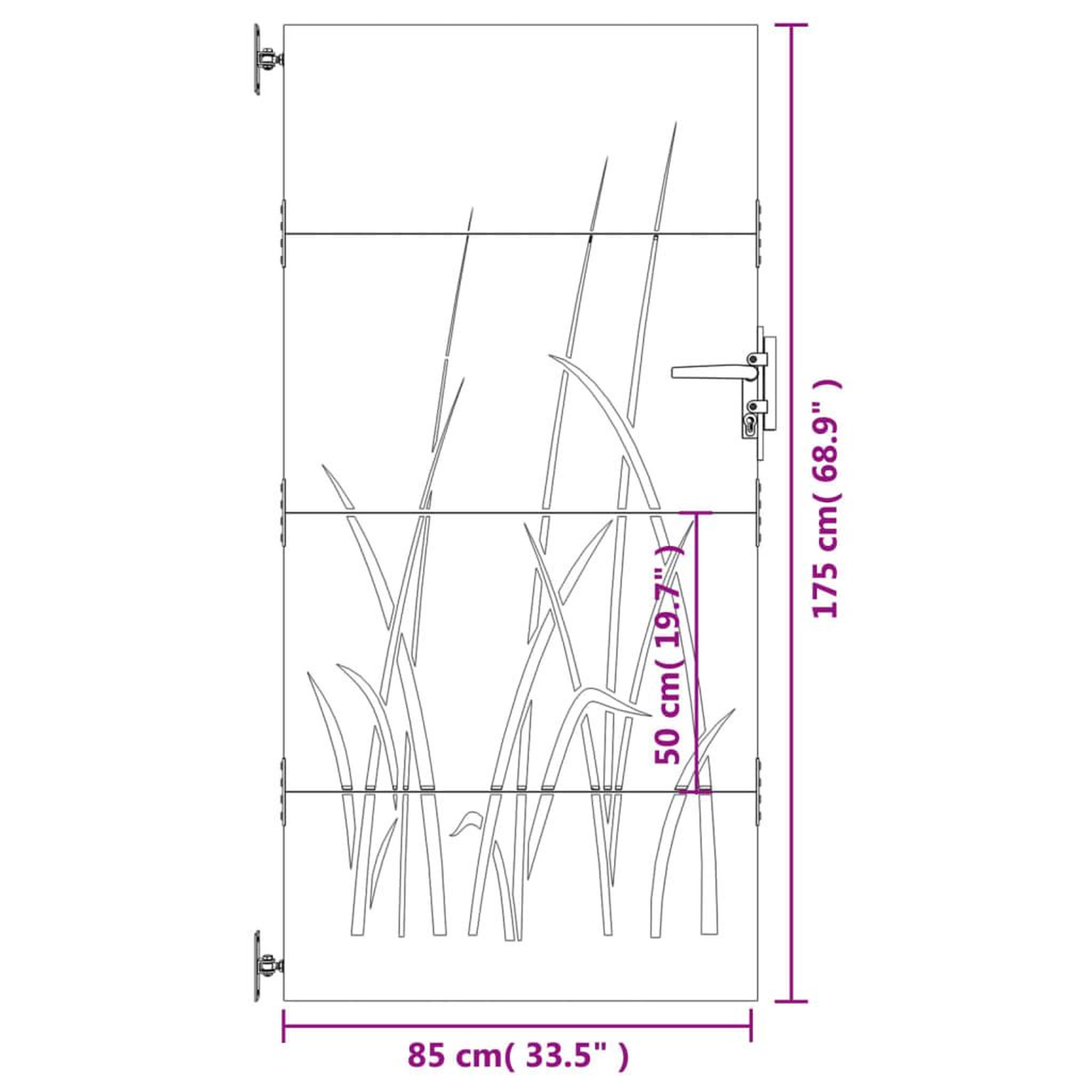 Voir la diapositive 6 : VIDAXL Portail de jardin 85x175 cm acier corten conception d'herbe