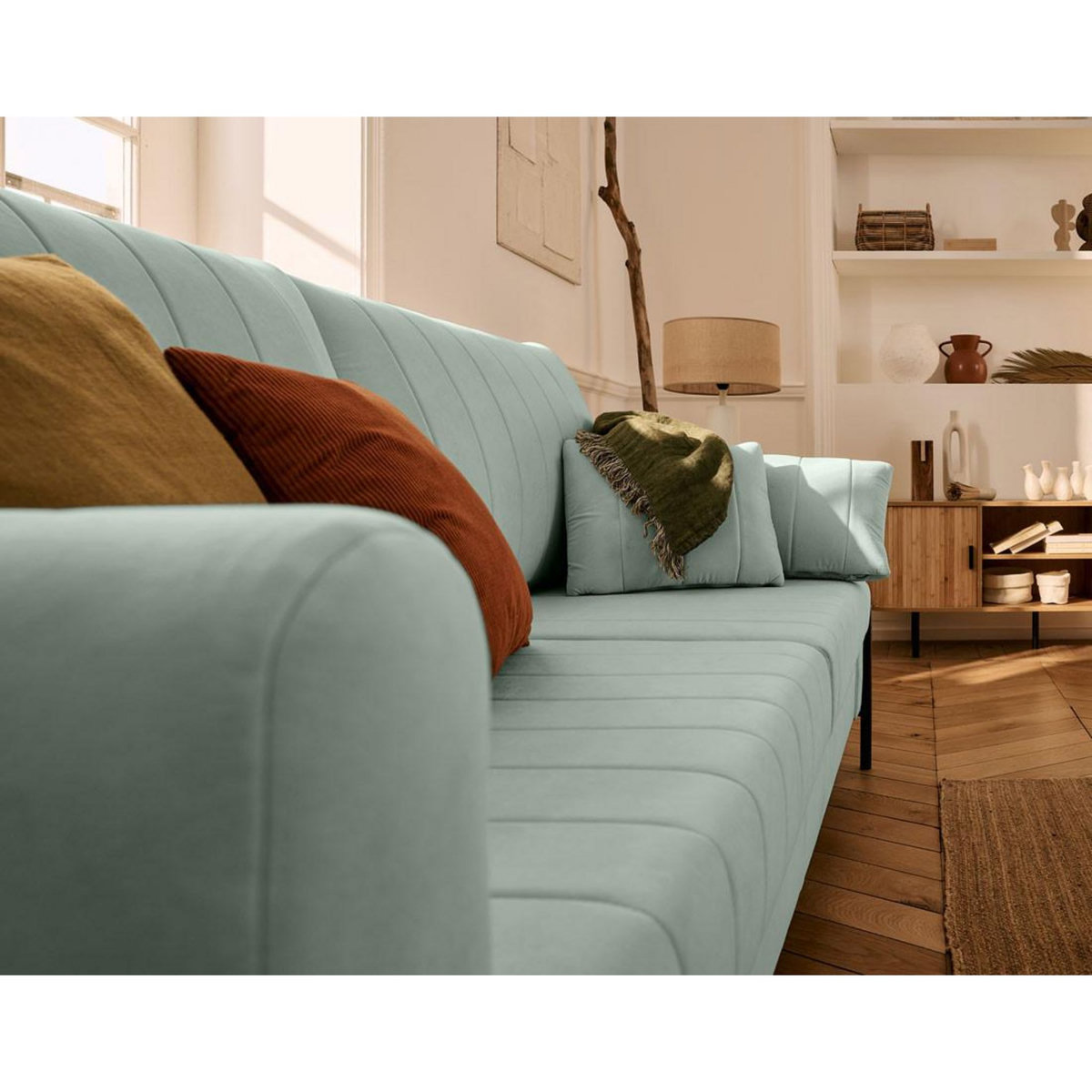 LISA DESIGN Ercolano - canapé 3 places convertible - couchage quotidien - matelas 11 cm - en velours