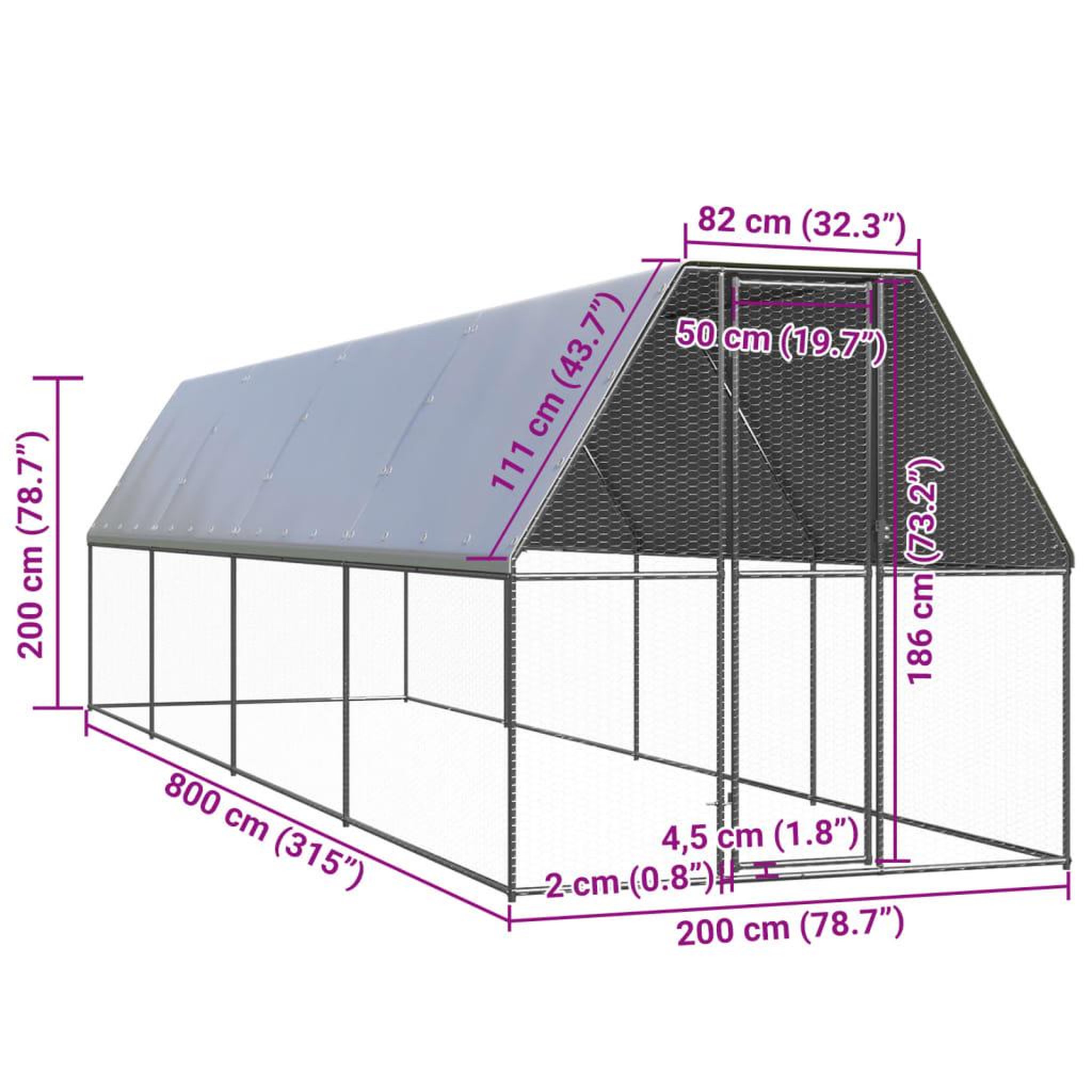 Voir la diapositive 5 : VIDAXL Poulailler d'exterieur 2x8x2 m Acier galvanise