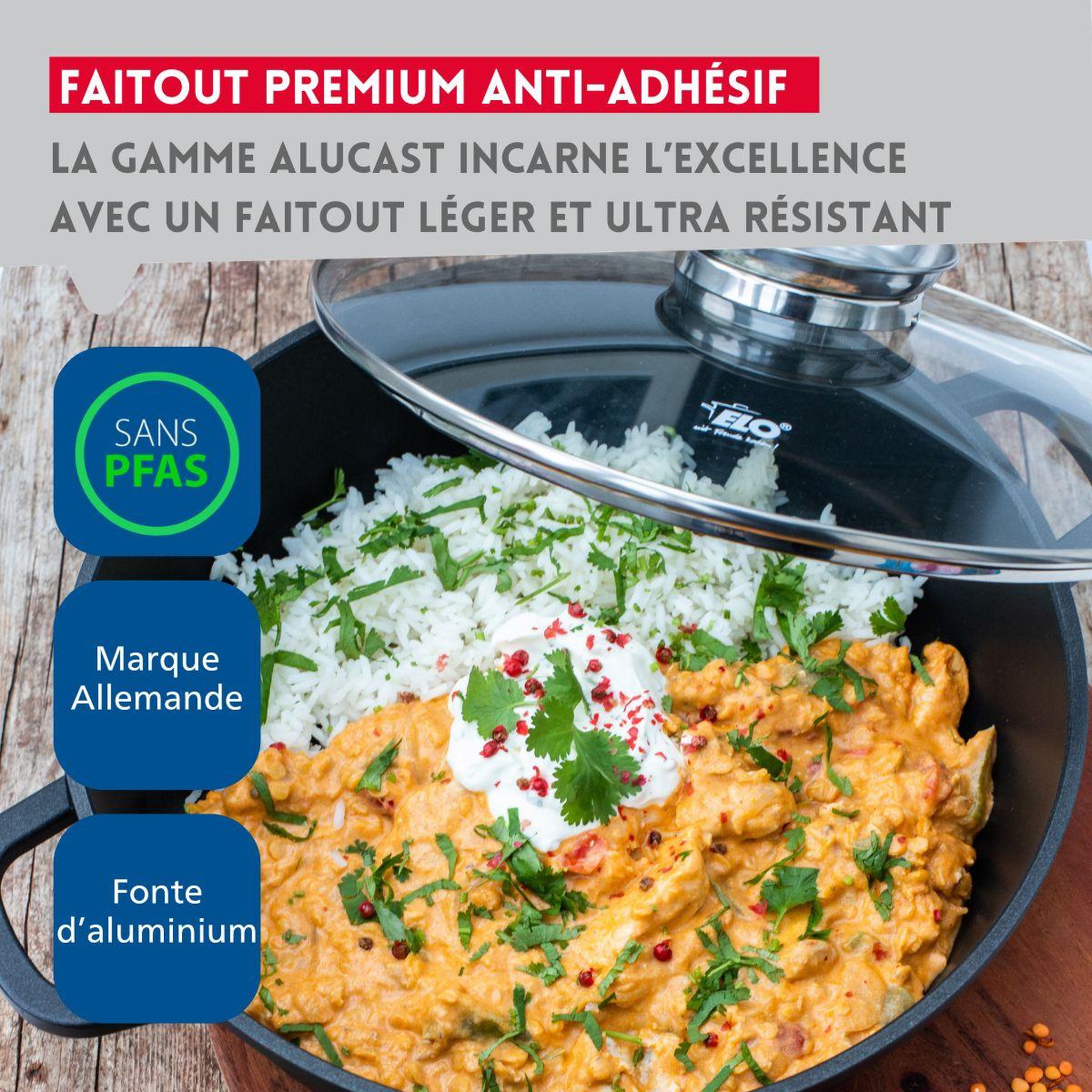 Voir la diapositive 5 : ELO Faitout 16 cm sans PFAS Elo Alucast
