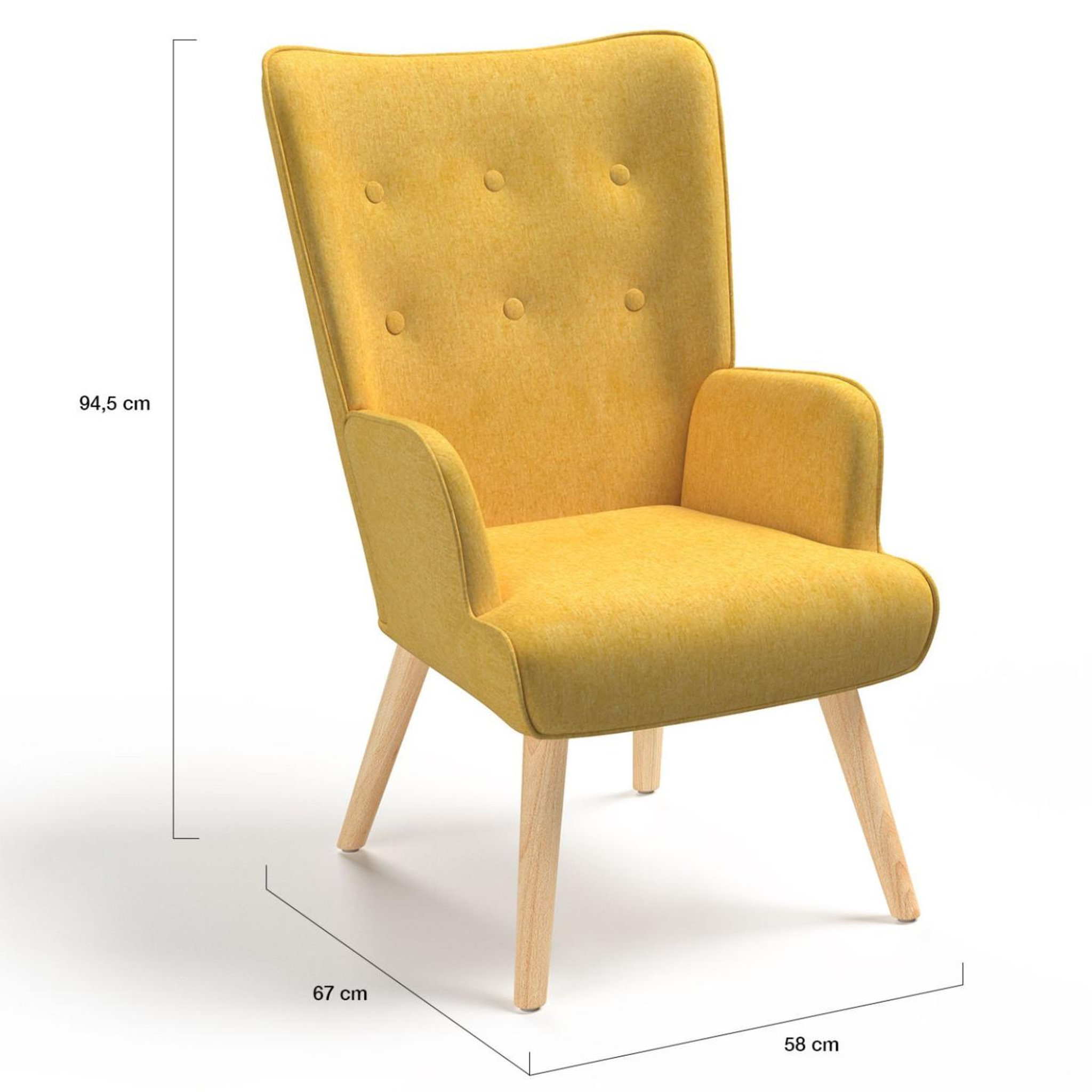 Voir la diapositive 5 : ID MARKET Fauteuil scandinave ivar en tissu jaune