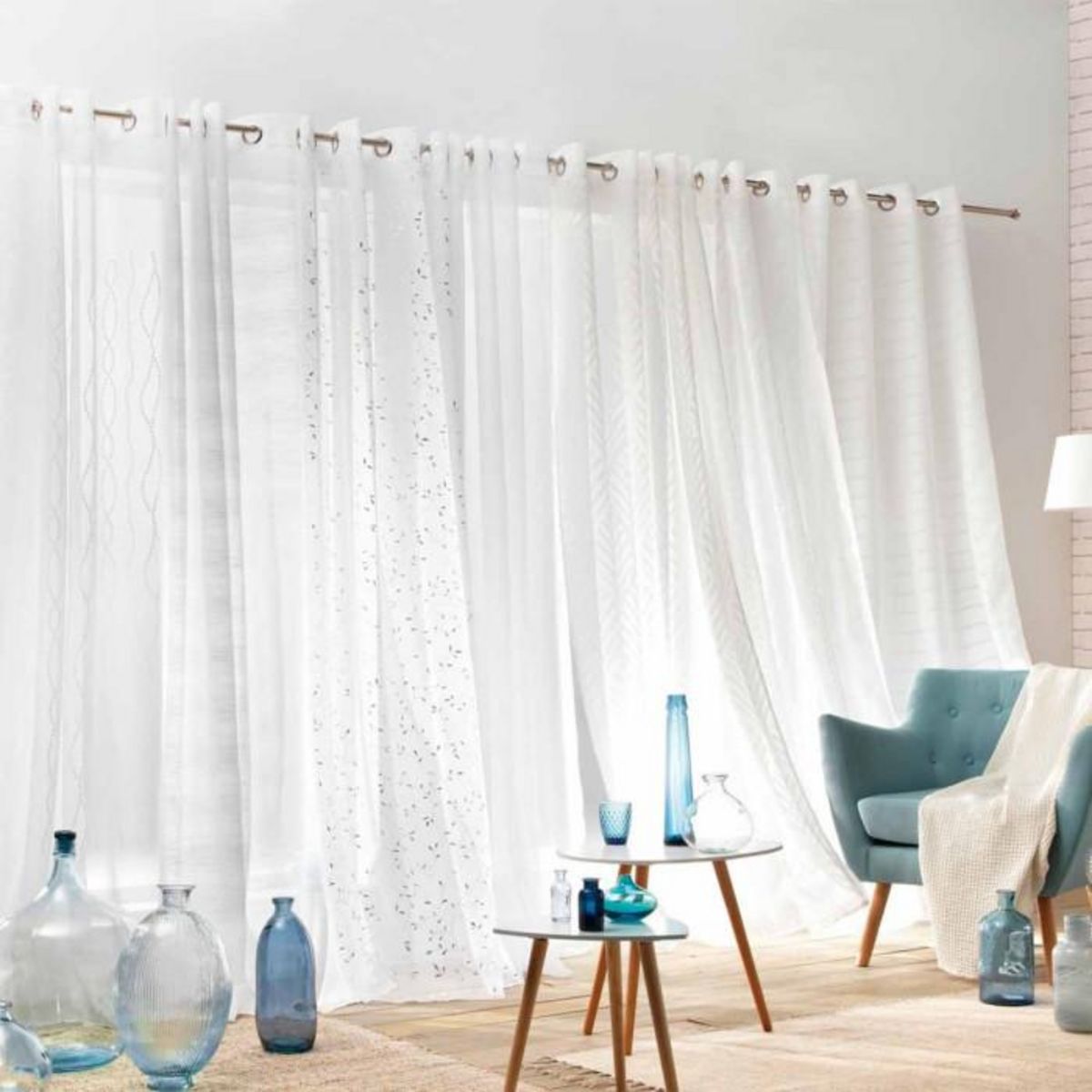 Paris Prix Rideau Voilage à Œillets  Cyrielle  140x240cm Blanc