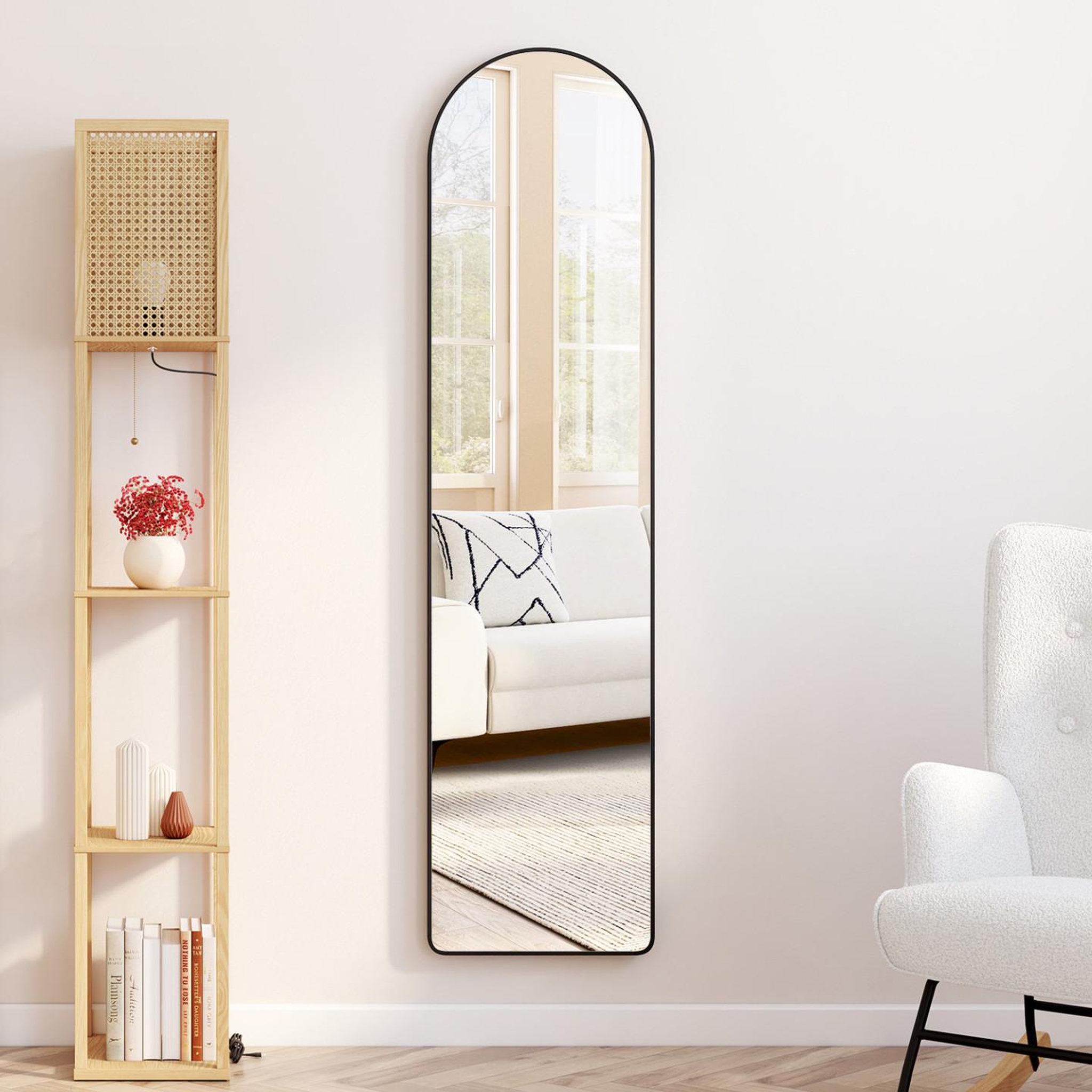 Voir la diapositive 4 : ID MARKET Miroir sur pied contour noir 160 x 40 cm