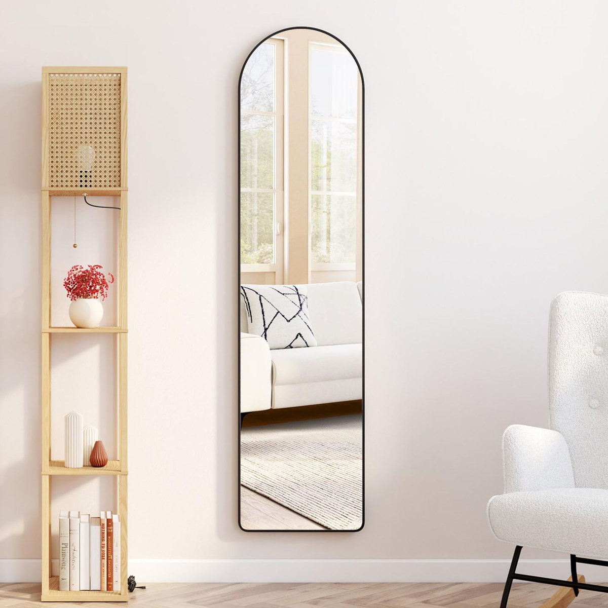 ID MARKET Miroir sur pied contour noir 160 x 40 cm