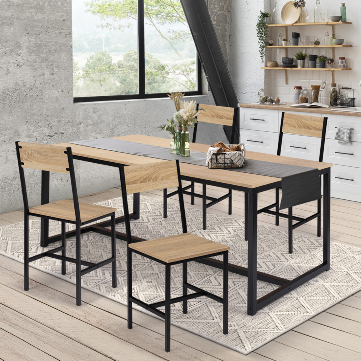 ID MARKET Lot de 4 chaises de cuisine DETROIT design industriel