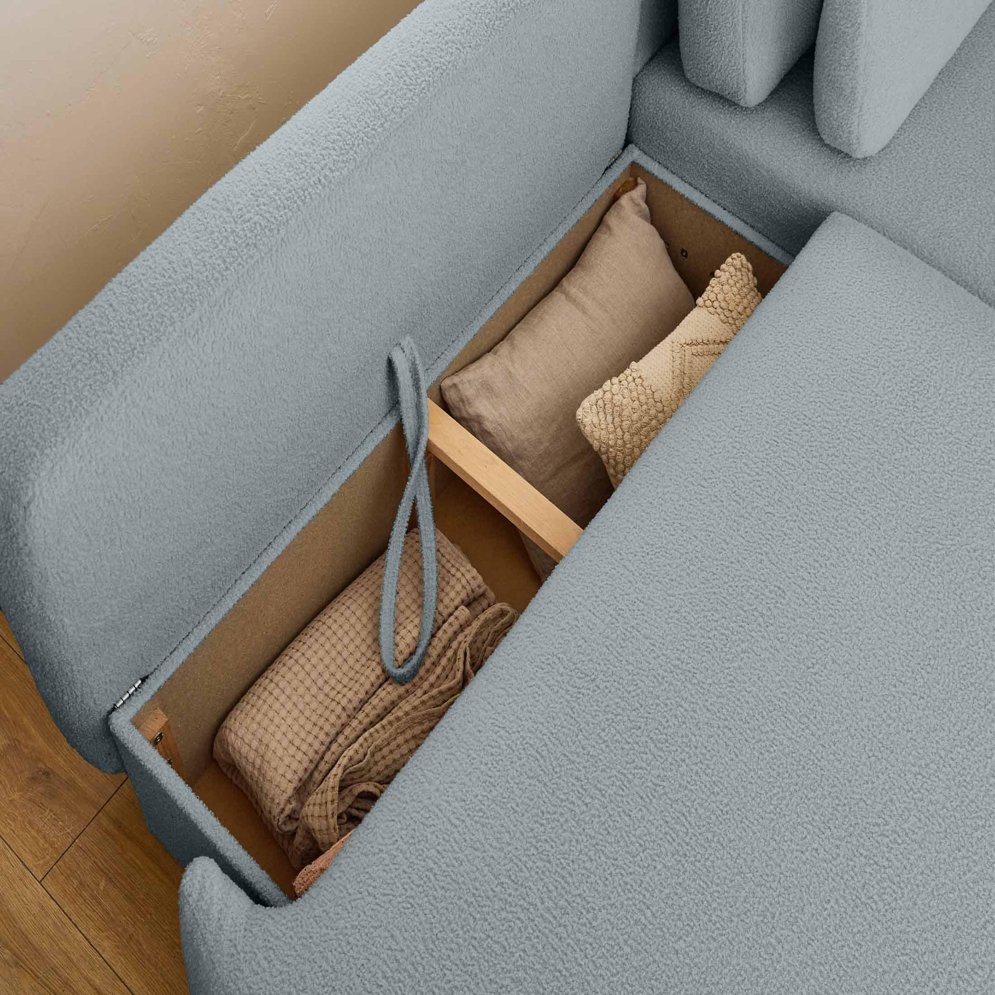 Voir la diapositive 3 : LISA DESIGN Mahina - canapé d'angle droit - 4 places - convertible avec coffre - en tissu bouclette
