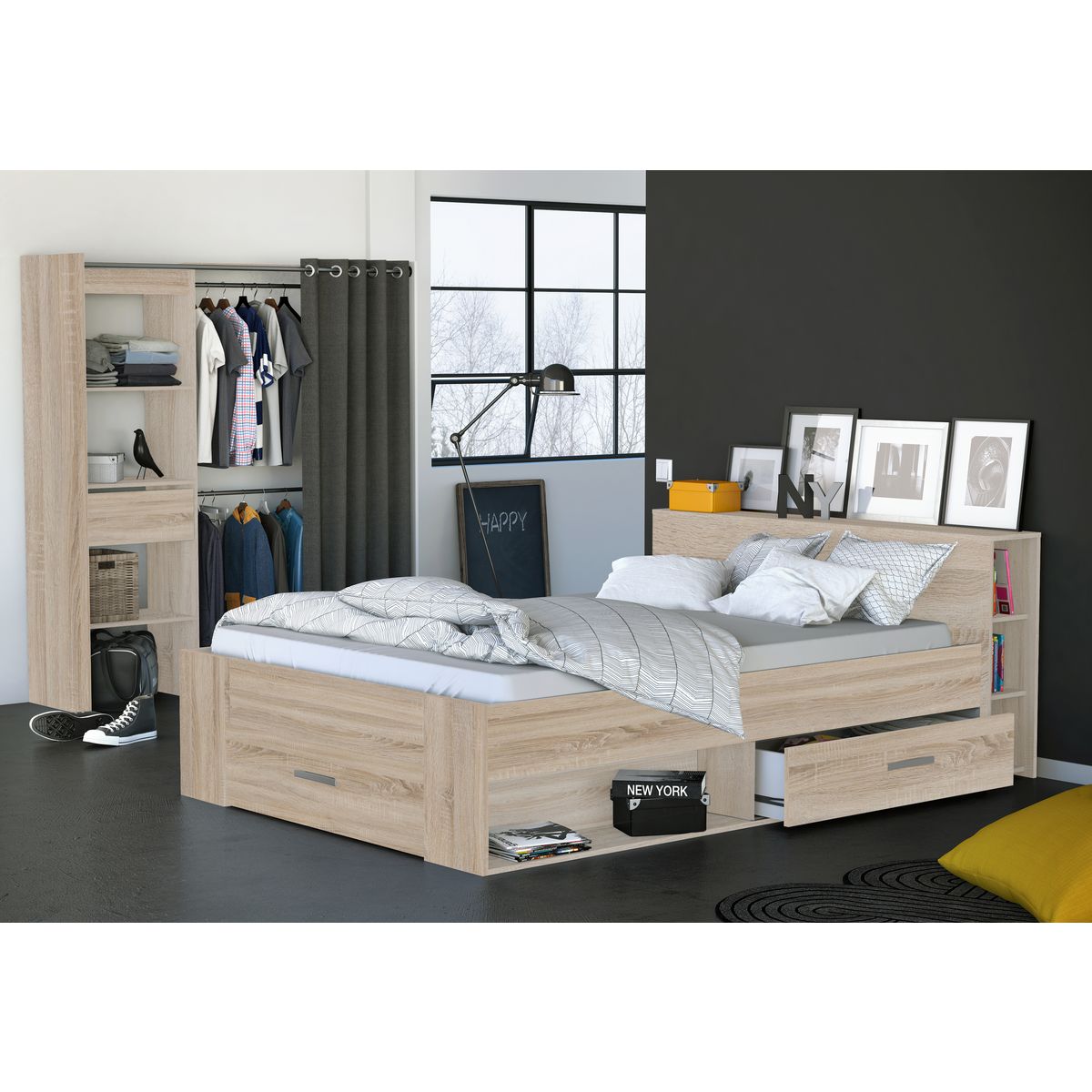 Kit dressing extensible CARGO,1 tiroir, L114-168xH187cm+ rideau