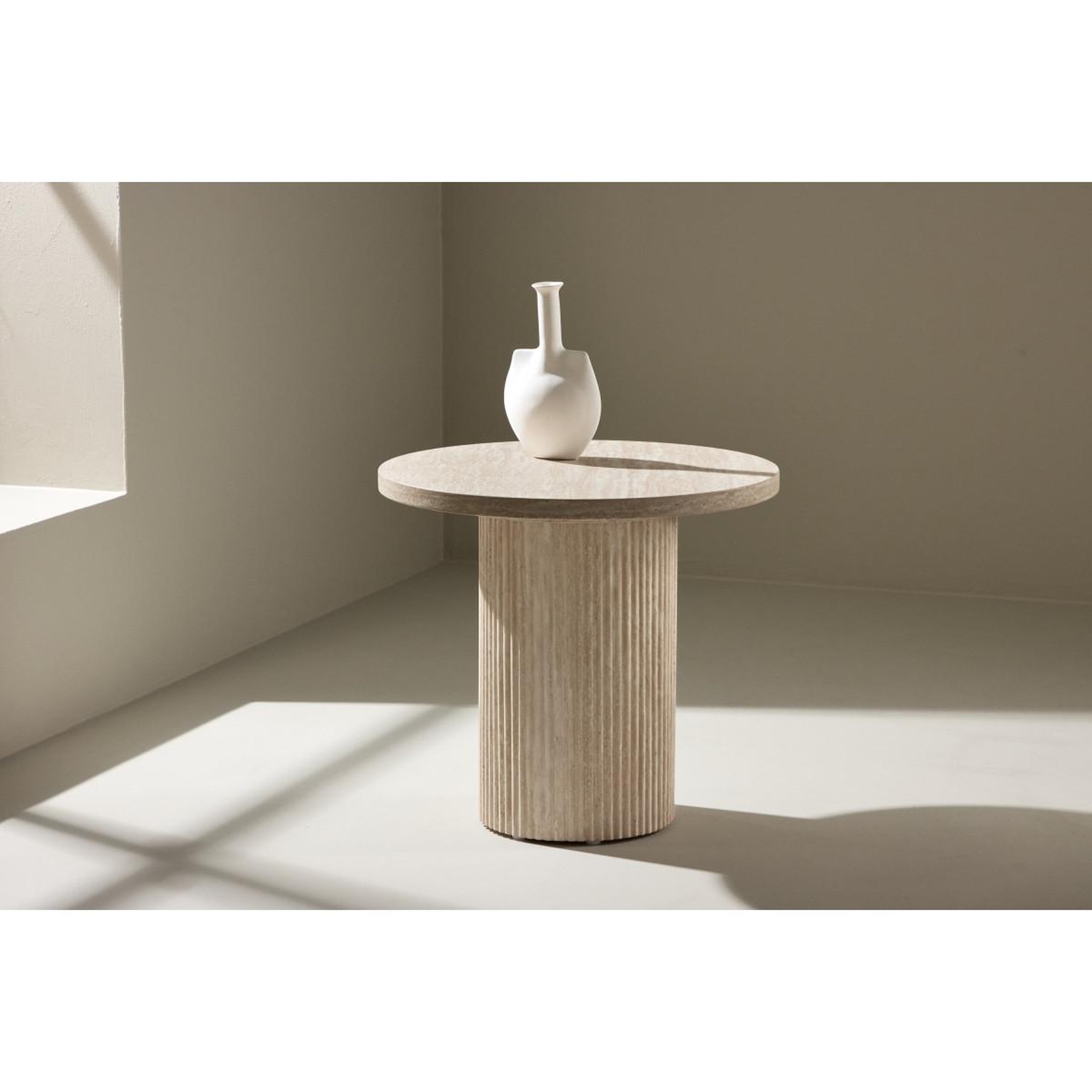 Voir la diapositive 6 : Paris Prix Table d'appoint effet travertin  haron  50cm beige