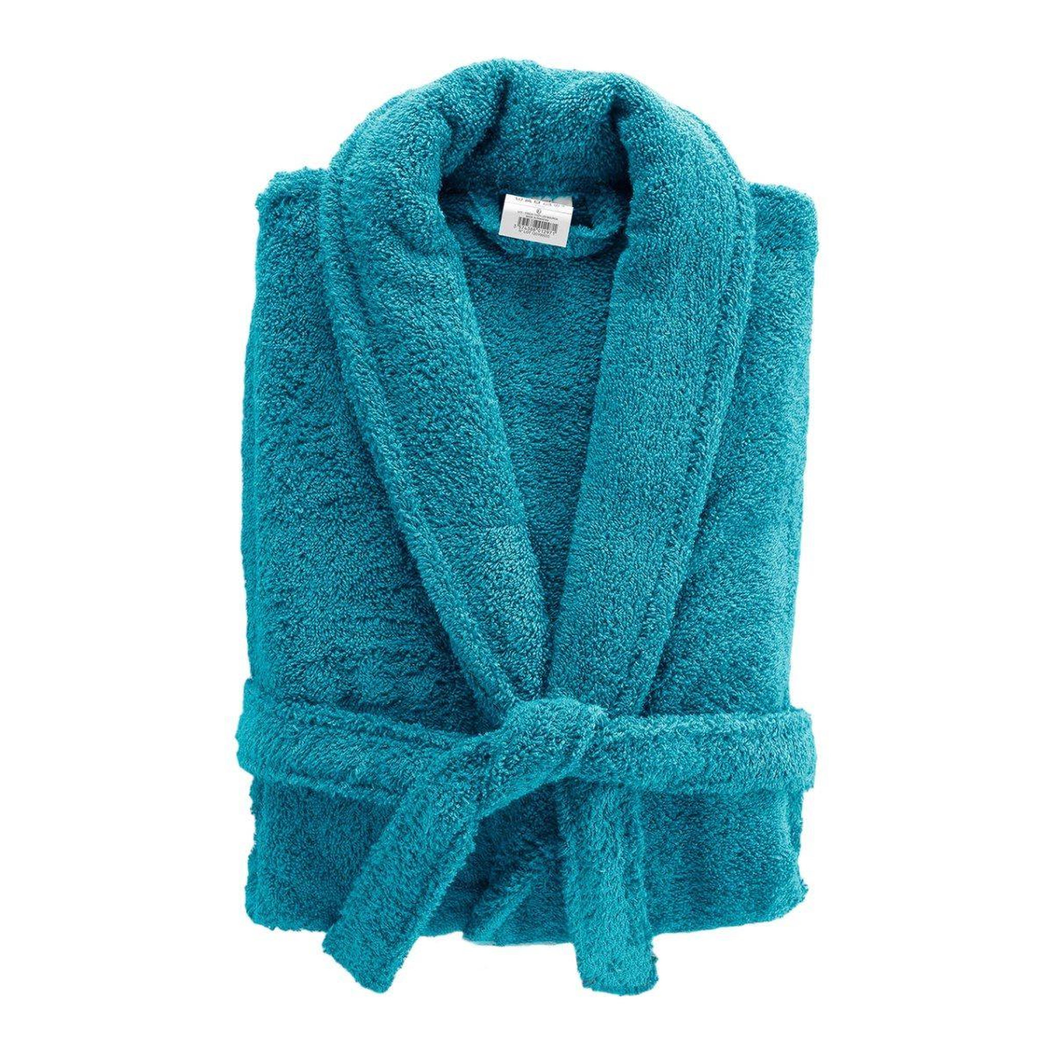 Voir la diapositive 1 : Douceur d'Intérieur Peignoir col châle en coton  tendresse  bleu paon