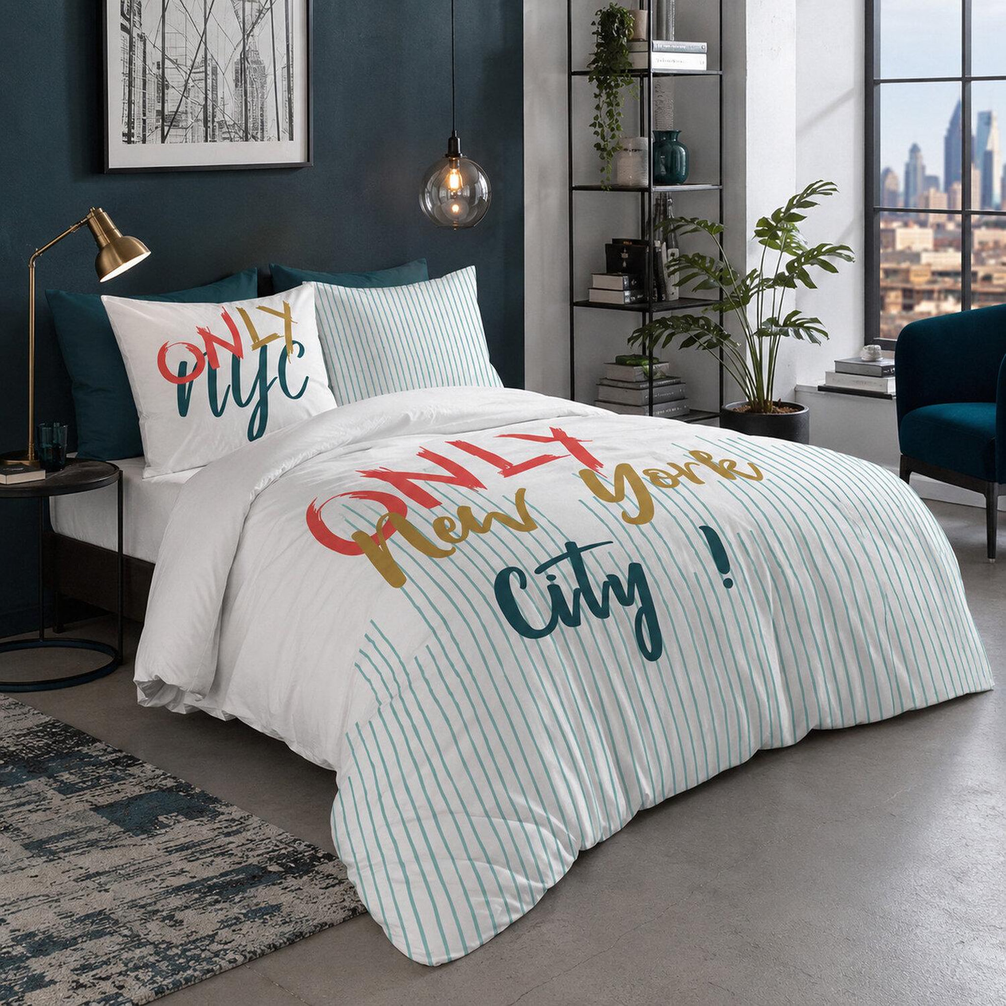 Voir la diapositive 2 : Les Ateliers du Linge Parure de housse de couette 100% coton 57fils only