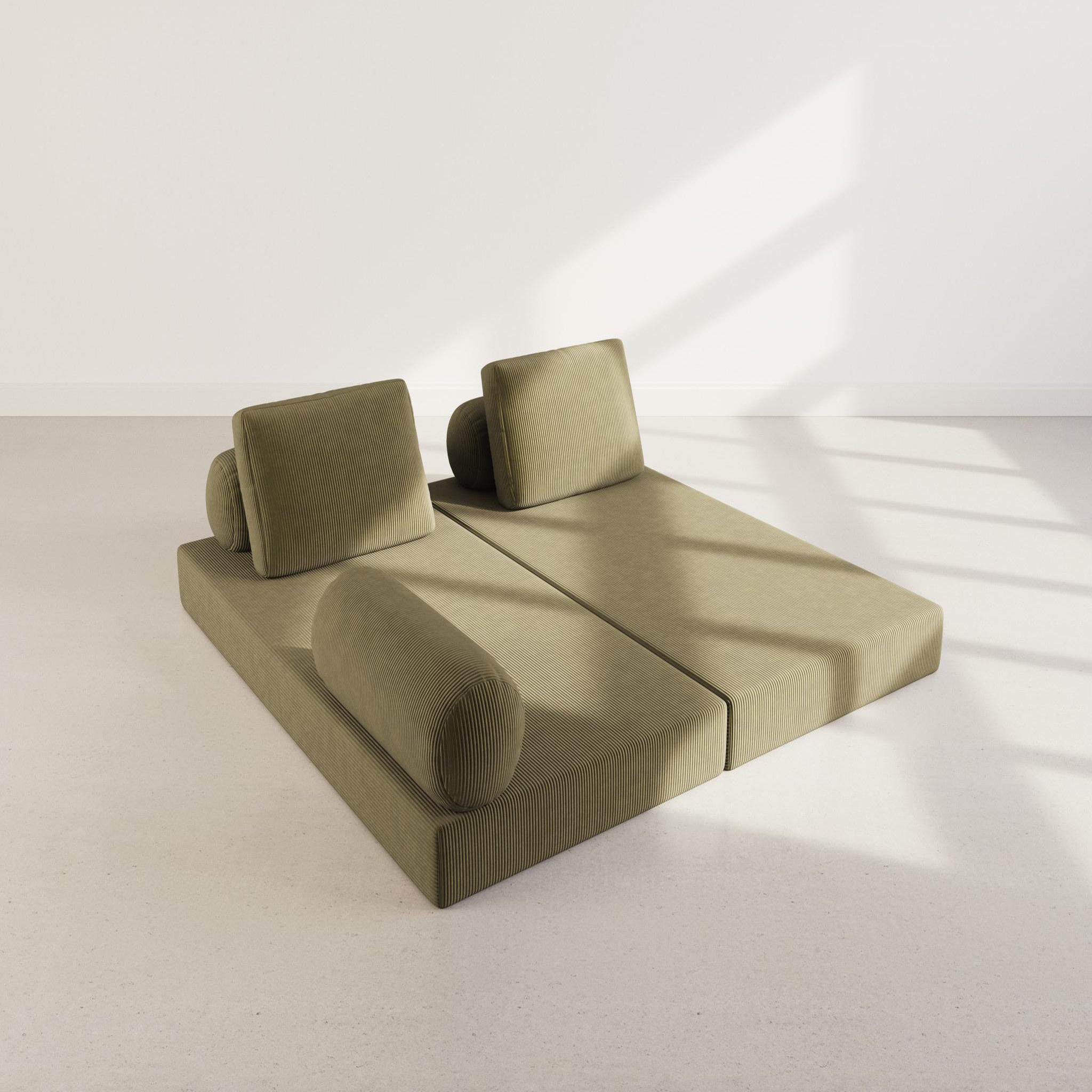 Voir la diapositive 6 : LISA DESIGN Lonny - canapé 3 places convertible en velours côtelé
