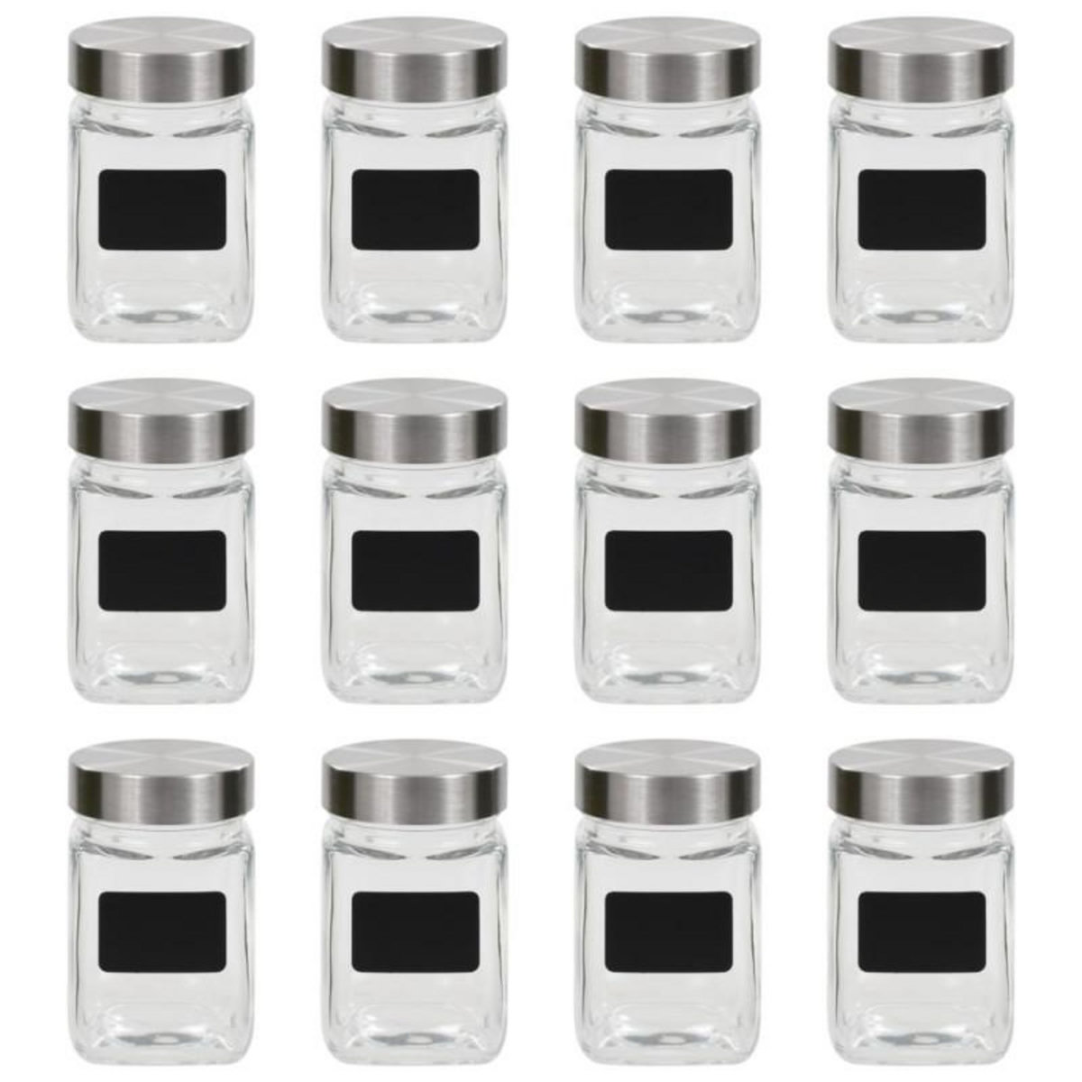 VIDAXL Pots de conservation avec autocollant 12 pcs 300 ml