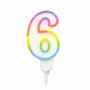 Voir la diapositive 1 : Paris Prix Bougie d'Anniversaire  Chiffre 6  7cm Multicolore