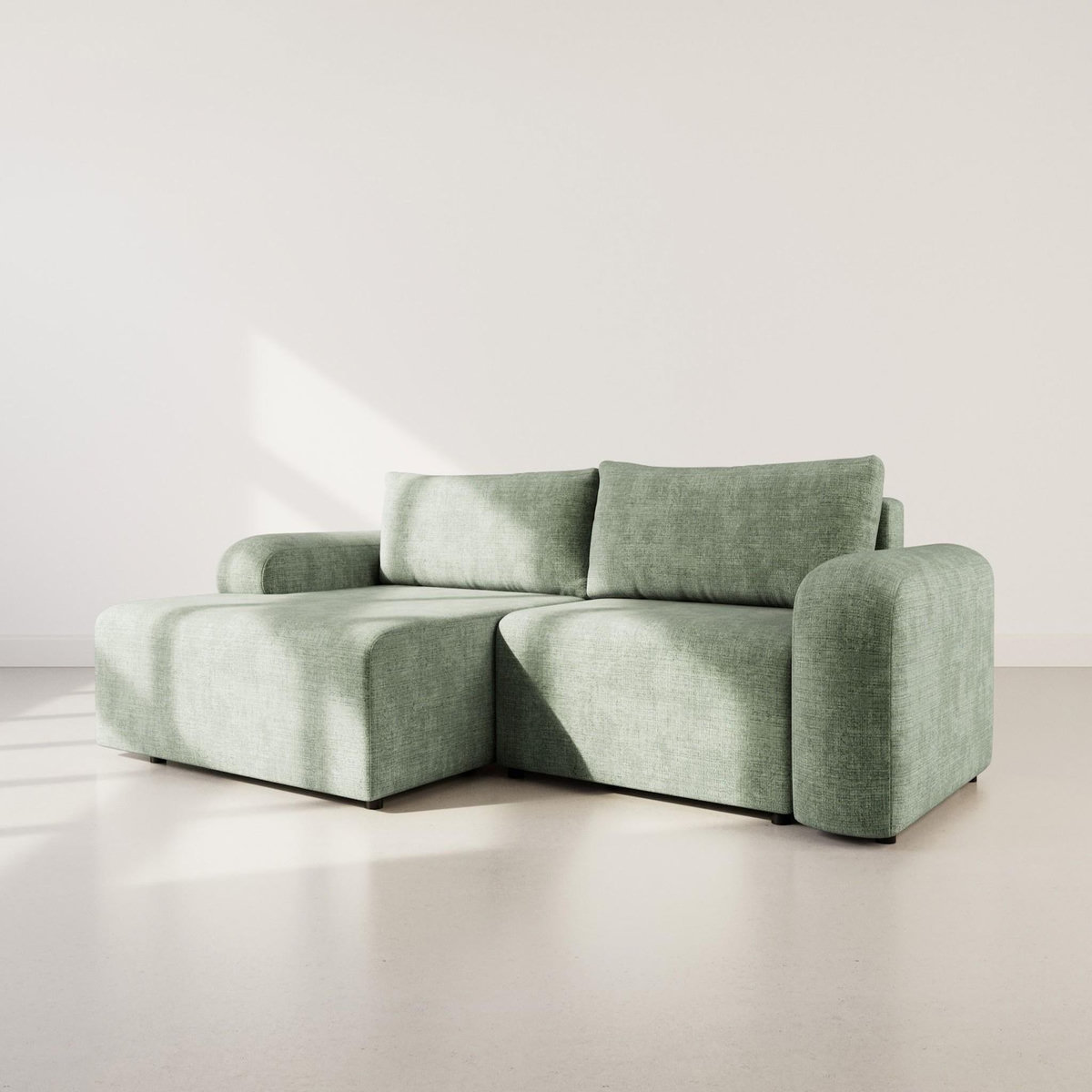 BEST MOBILIER Rebecca - canapé d'angle gauche 4 places convertible avec coffre en velours texturé