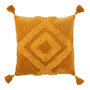 Voir la diapositive 1 : Paris Prix Coussin Déco Pompons  Happyful  63x63cm Ocre
