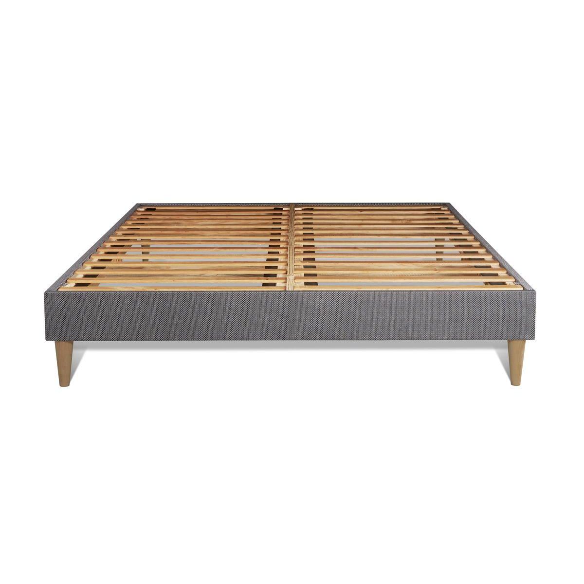 SEPTNUITS Pack matelas Memo + sommier kit gris + 2 oreillers mémoire de forme