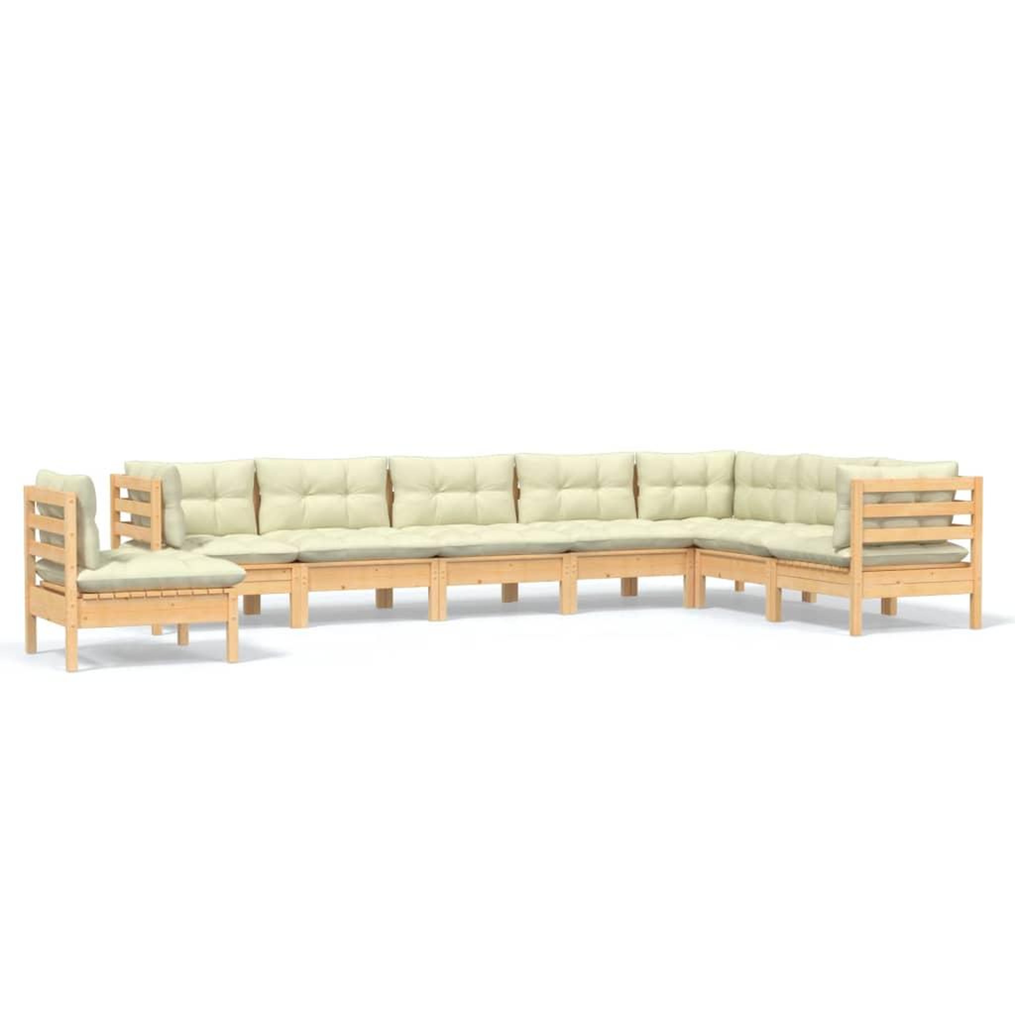 Voir la diapositive 2 : VIDAXL Salon de jardin 8 pcs avec coussins creme Bois de pin massif
