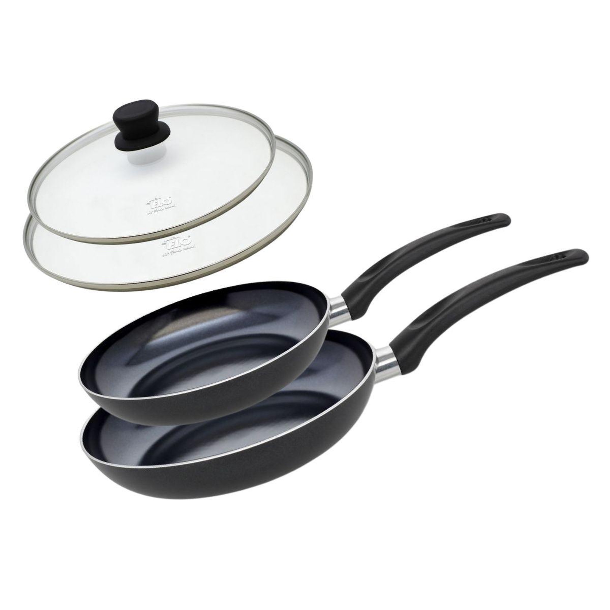 ELO Set de 2 Poêles 20 et 24 cm céramique sans PFAS et 2 couvercles Elo Prima Cucina