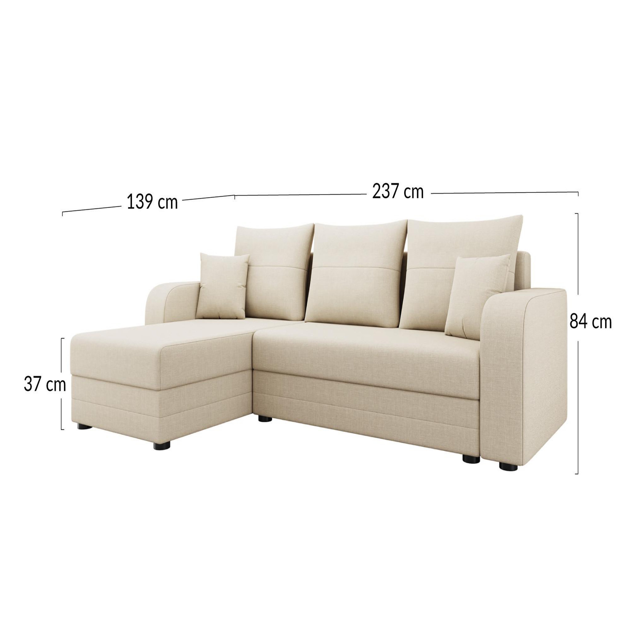 Voir la diapositive 5 : BEST MOBILIER Harvey - canapé d'angle réversible 4 places convertible avec coffre en tissu