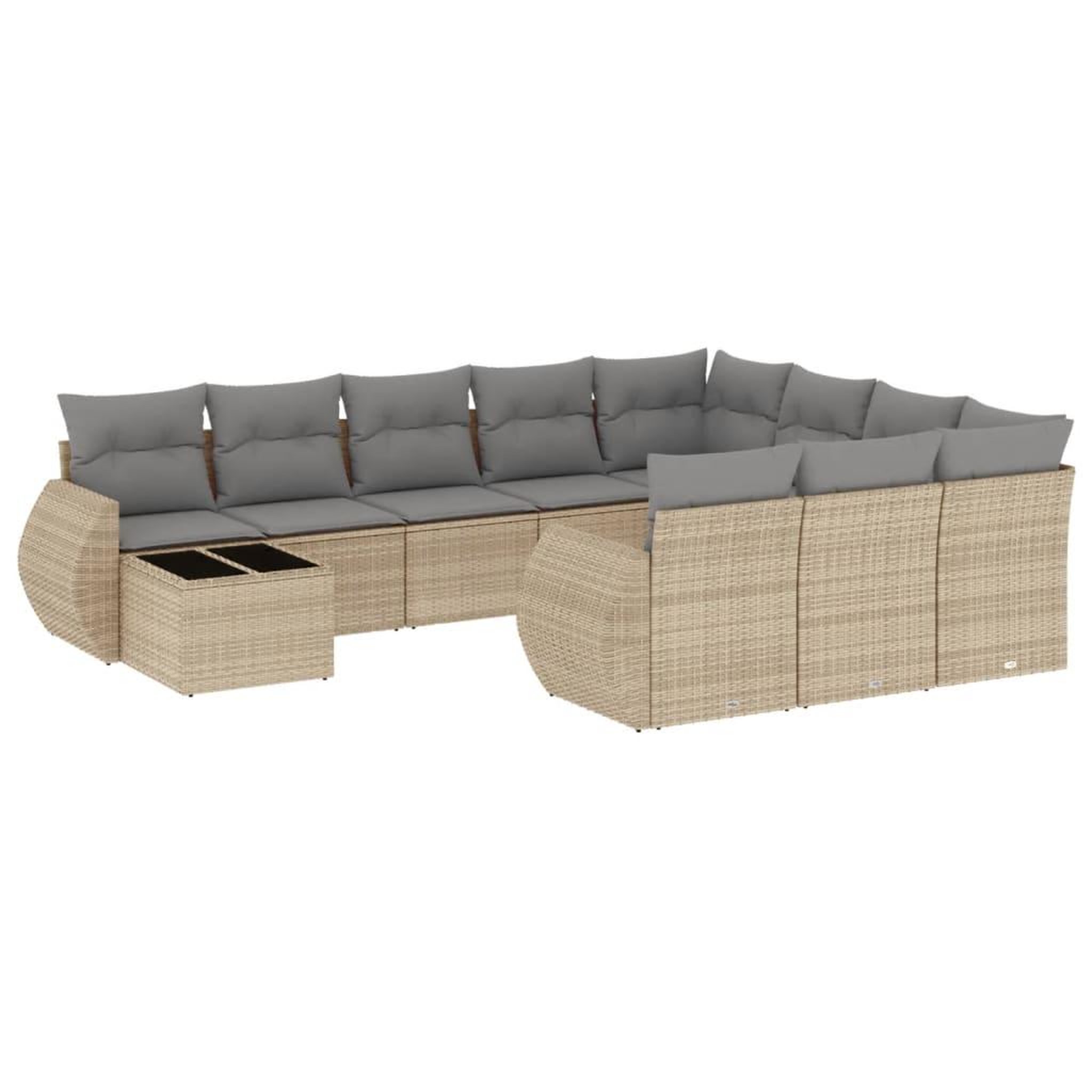 Voir la diapositive 2 : VIDAXL Salon de jardin 11 pcs avec coussins beige resine tressee