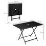 Voir la diapositive 3 : OUTSUNNY Table de jardin pliable 6 places - espace parasol - dim. 110 x 70 x 70 cm - métal époxy plateau verre trempé noir
