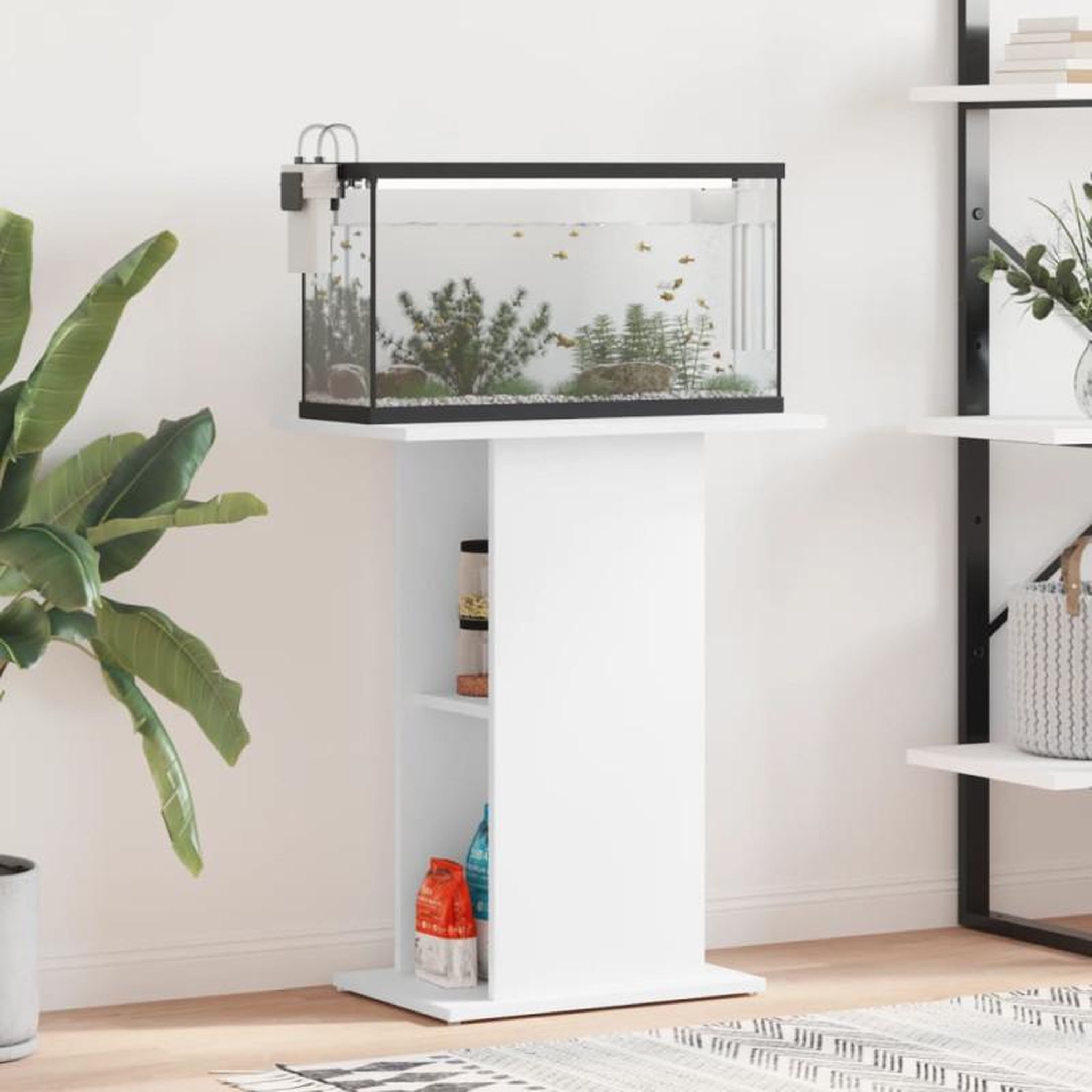 Voir la diapositive 1 : VIDAXL Support pour aquarium blanc 60,5x36x72,5 cm bois d ingénierie