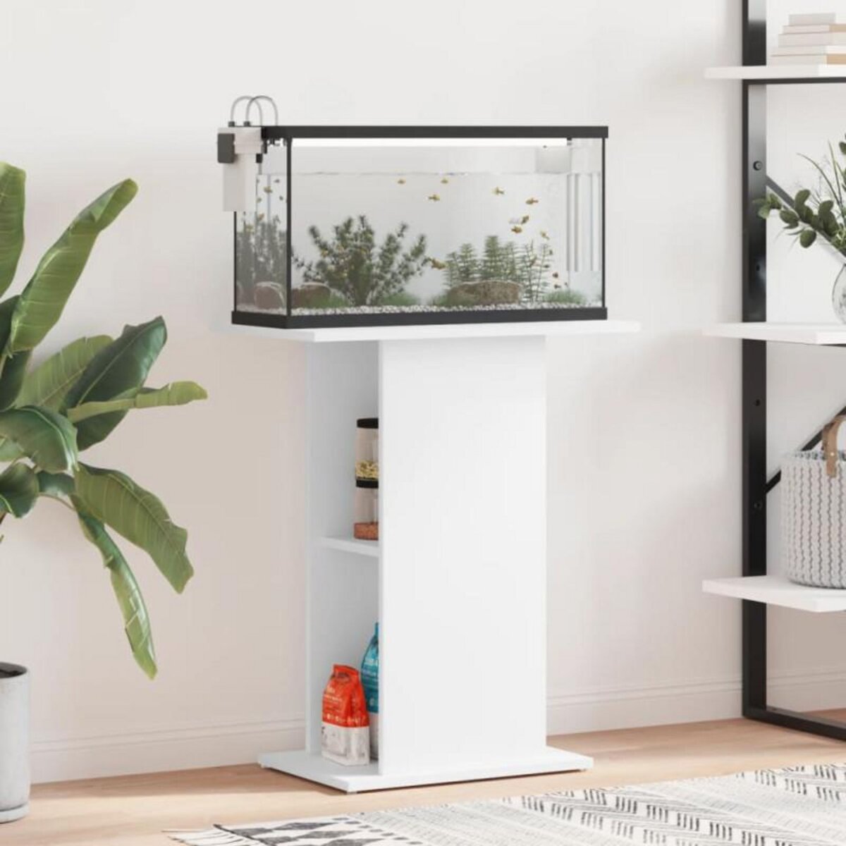 VIDAXL Support pour aquarium blanc 60,5x36x72,5 cm bois d ingénierie