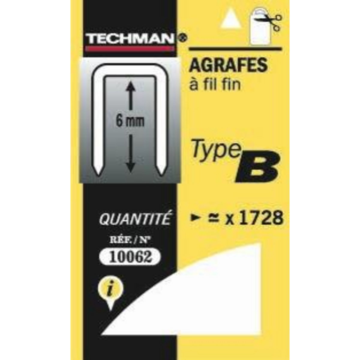 TECHMAN Agrafes 6 mm - type B