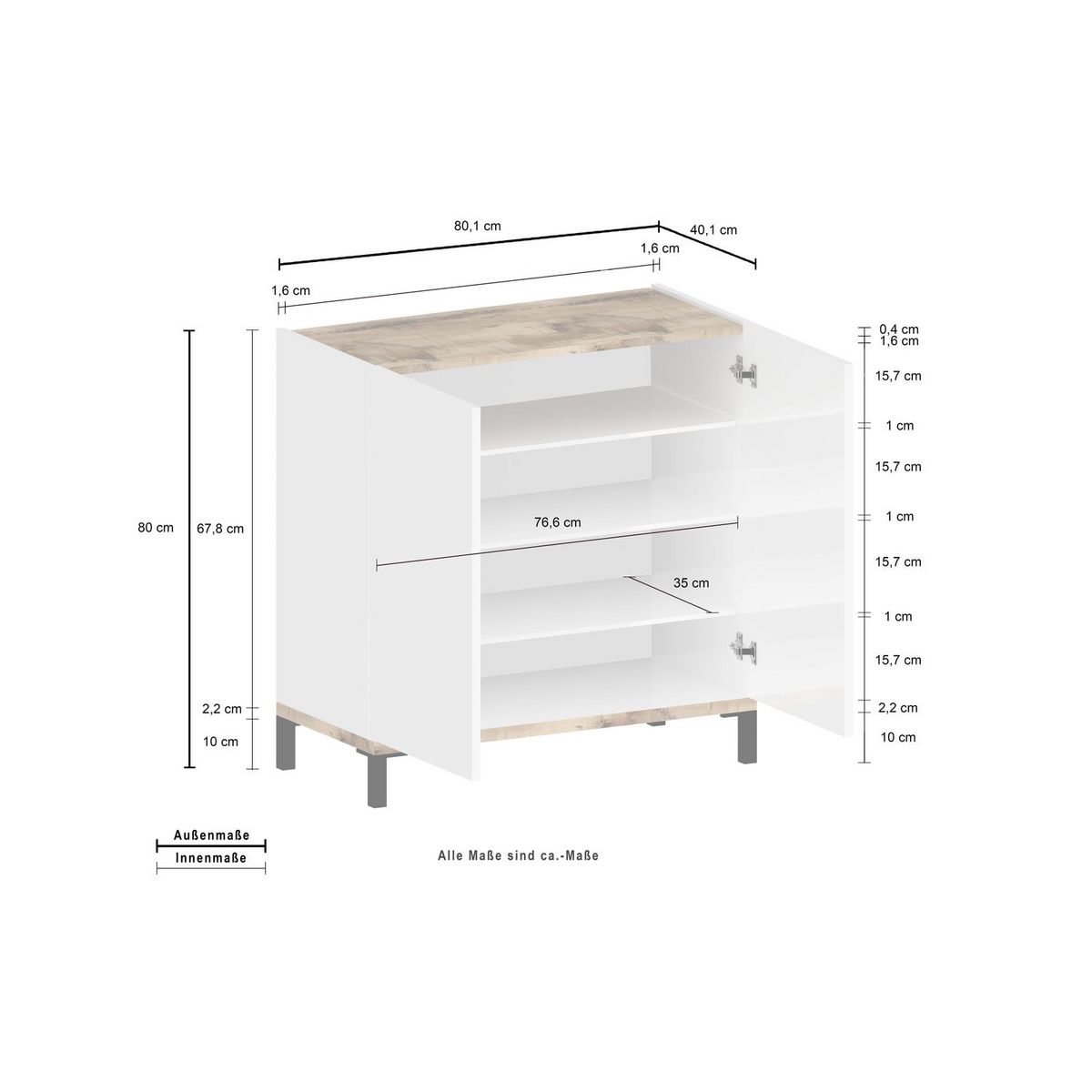 Meuble à chaussures 2 portes L80cm BARI